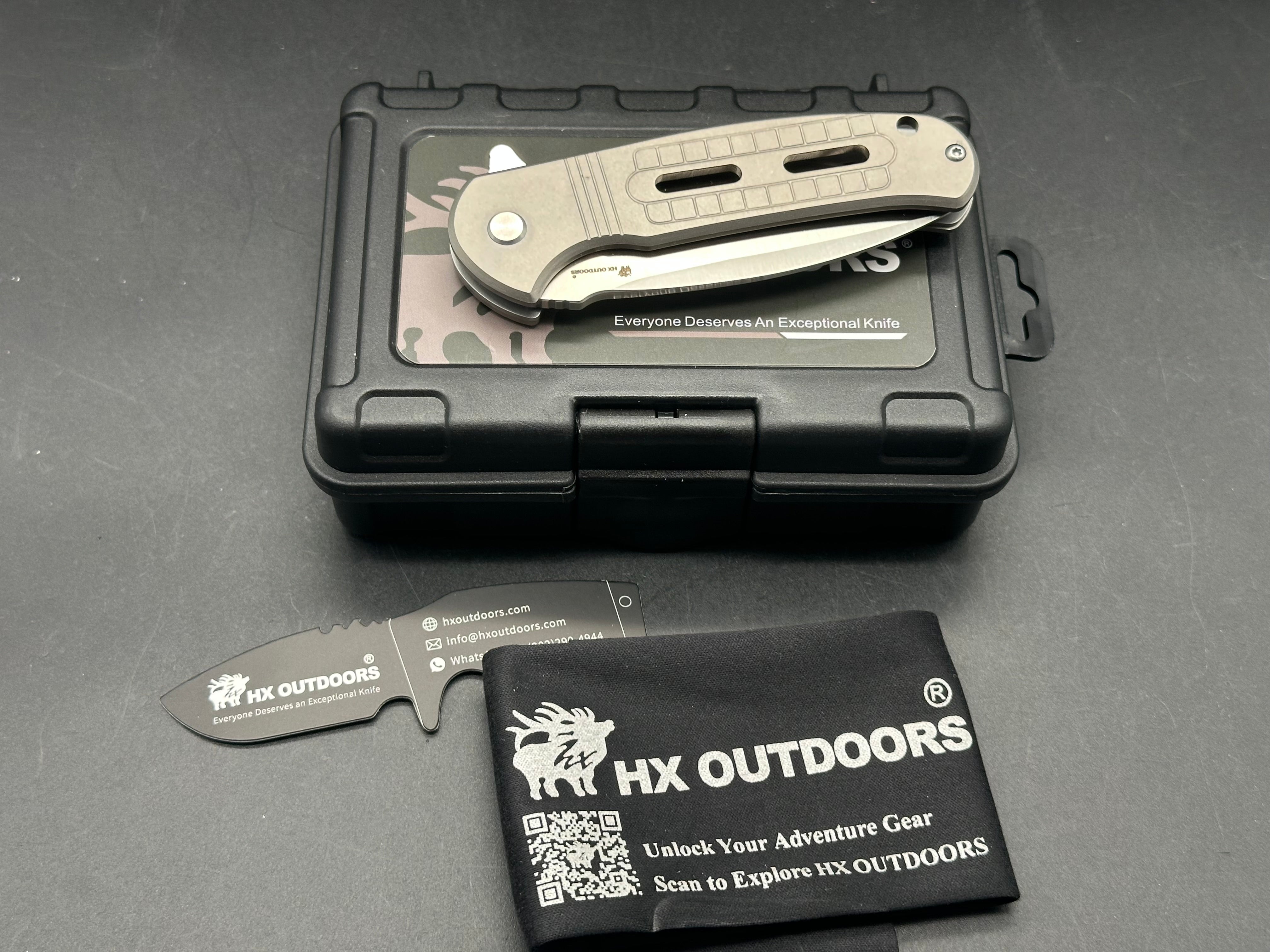 HX Outdoors ZD113S Titanium Handle Folding Knife with 2.85 Inch D2 Steel Blade - Perfect for Camping, Hiking & Outdoor Survival