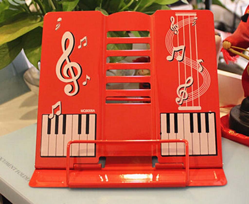 Premium Piano Book Stand & Holder - Adjustable for Large Textbooks, Sheet Music & Documents - Sturdy Desk Bookrest for Reading & Display (Red) - Perfect for Musicians, Students & Office Use