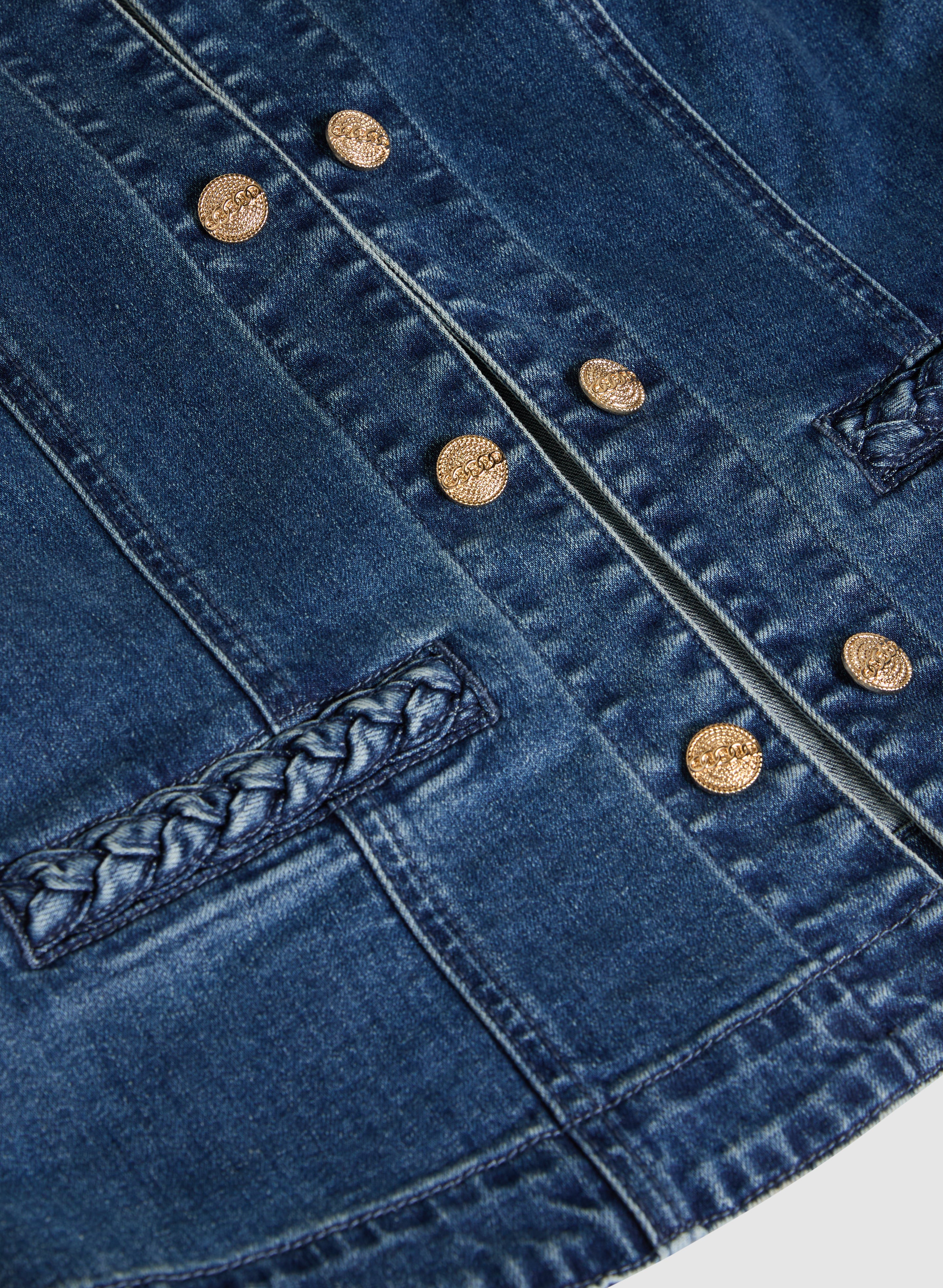 Braided Trim Denim Jacket for Women - Stylish Distressed Denim Coat with Frayed Hem - Perfect for Casual Outfits, Streetwear & Fall Layering