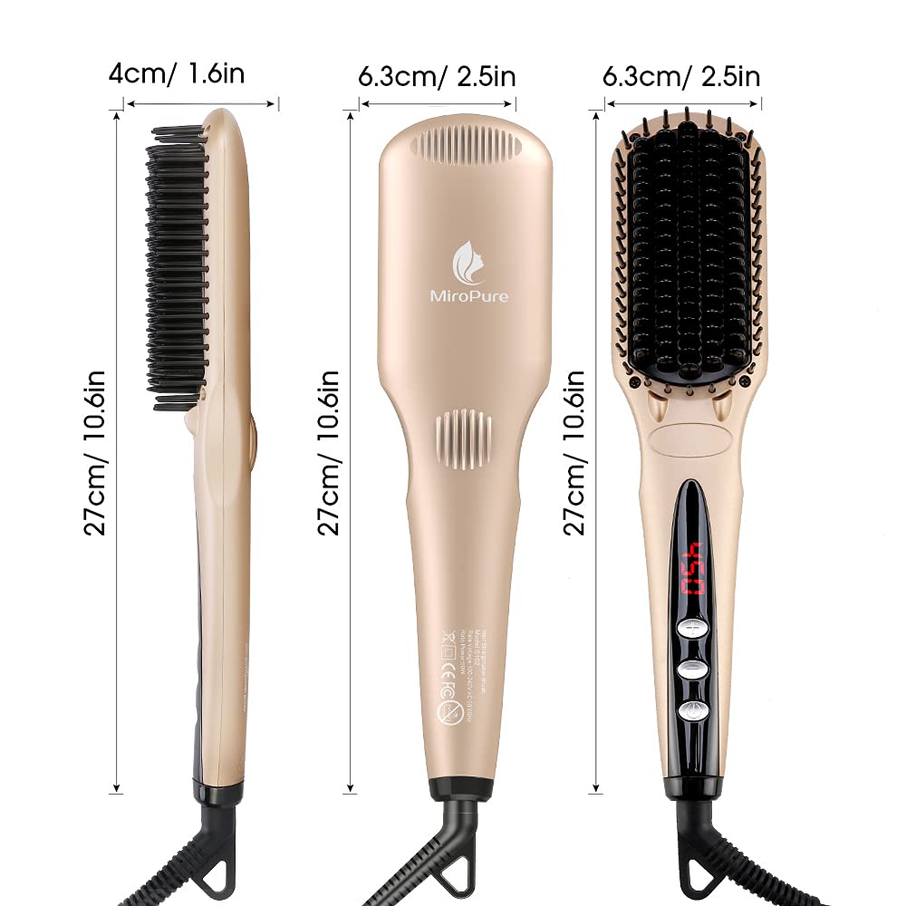 MiroPure Ionic Hair Straightening Brush with MCH Heating Technology - Frizz-Free, Silky Smooth Hair at Home or Salon | Perfect for Daily Styling, Travel & Professional Use