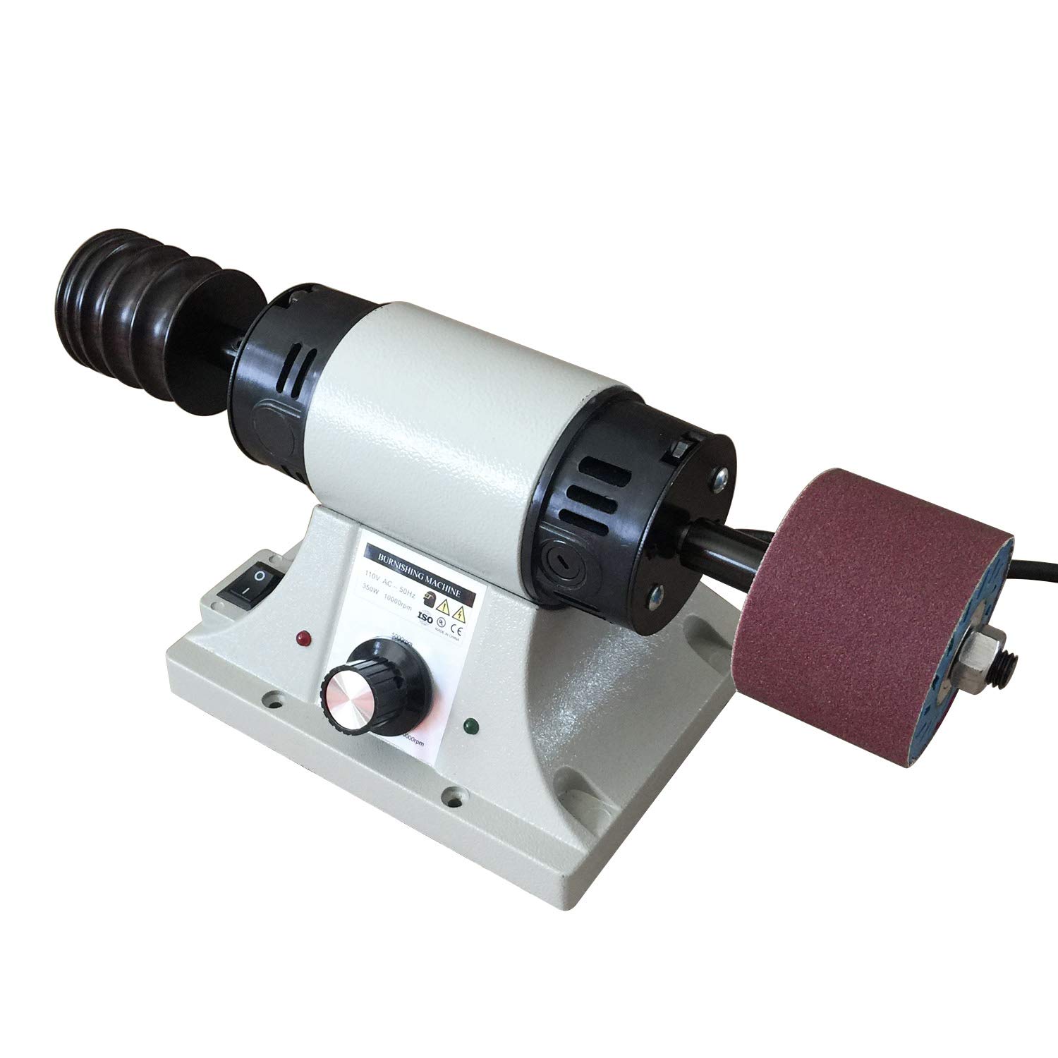 350W Leather Polisher & Burnishing Machine - 0-8000RPM Adjustable Speed, 110V Edge Grinding Tool with 6 Sanding Sleeves - Perfect for Leather Crafting, Shoe Repair & DIY Projects