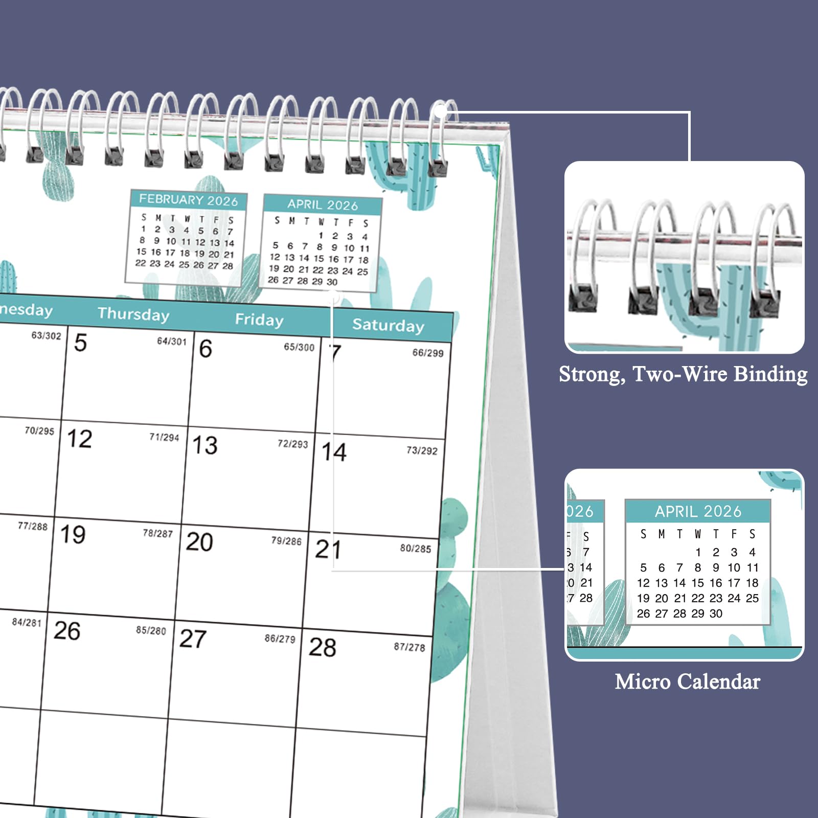 2025-2026 Monthly Desk Calendar with Planner Stickers | 10