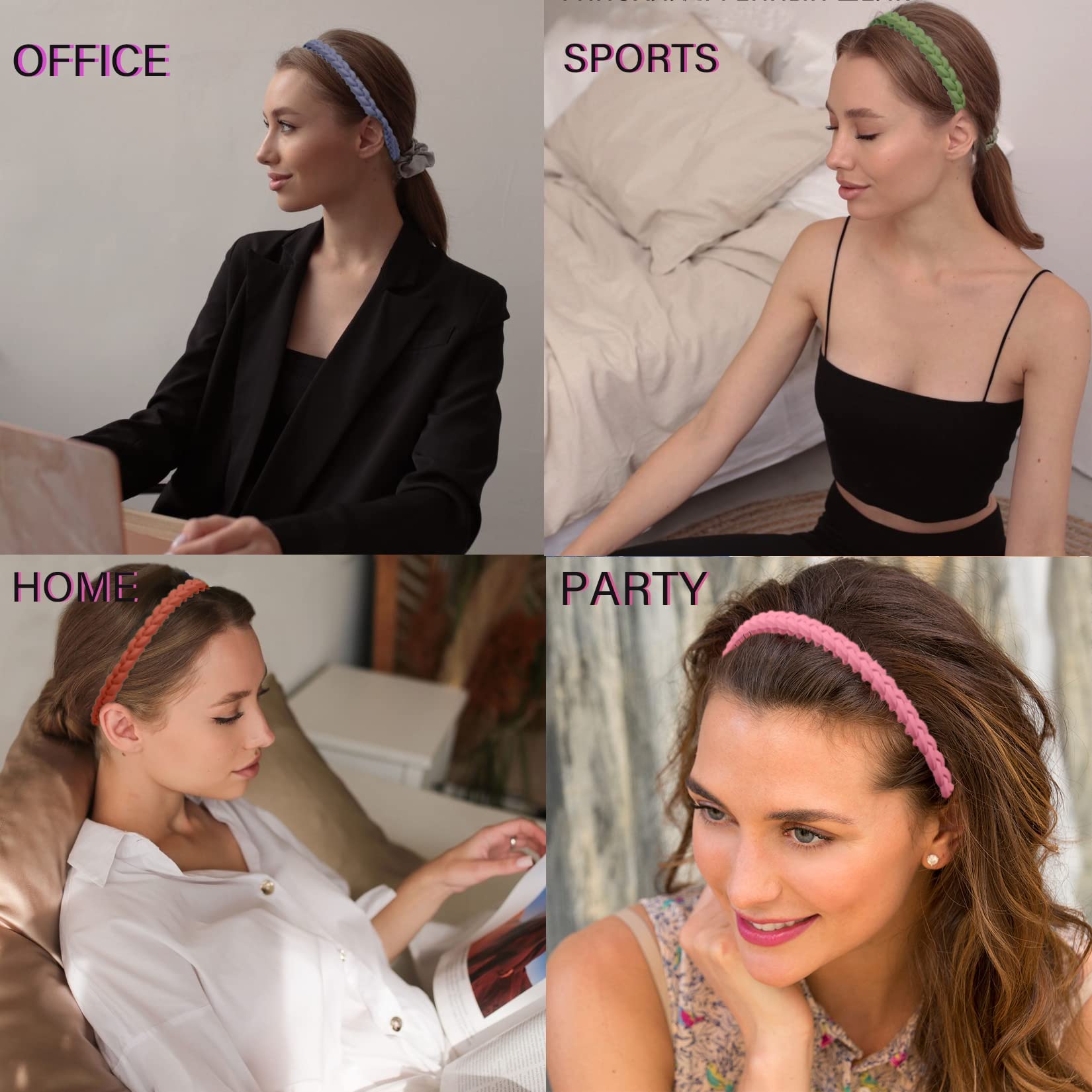 LAPOHI 10 Pack Non-Slip Plastic Headbands with Teeth for Women, Men & Teens - Fashion Hair Bands for Sports, Work, School & Everyday Use