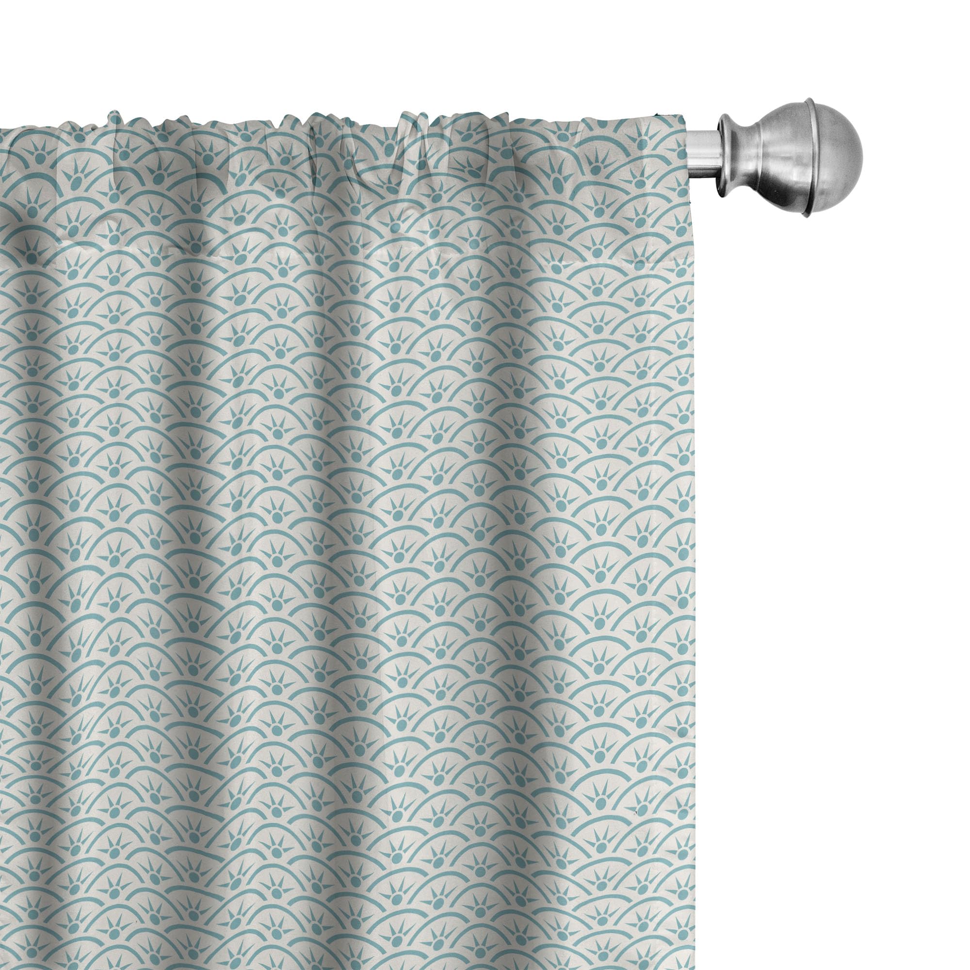 Ambesonne Japanese Ocean Wave Curtains - Aqua Blue & White Sun Rays Design, 2 Panel Set (28