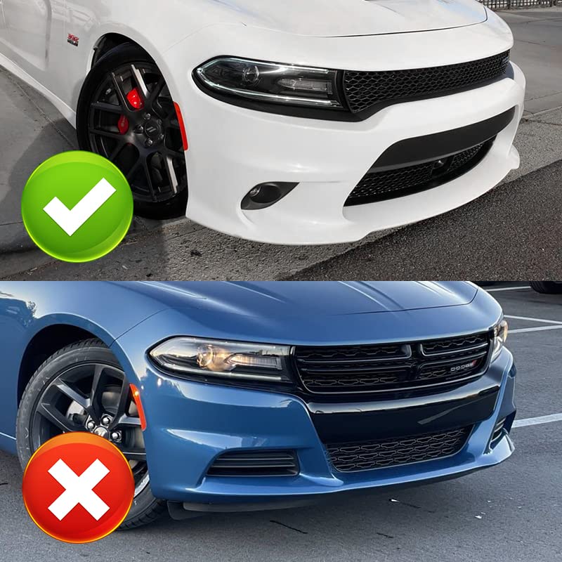3PCS Front Bumper Lip Kit for 2015-2021 Dodge Charger | RA-Style Splitter Trim Protection Spoiler | Air Dam Chin Diffuser (Painted White) | Enhances Aerodynamics & Street Racing Style