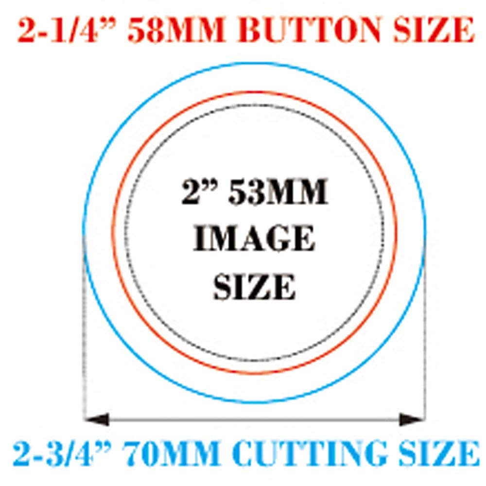 58mm (2-1/4 Inch) Button Maker Machine Parts & Supplies - 100 Sets for DIY Badges, Pins & Custom Buttons - Perfect for Crafts, Events, Promotions & School Projects