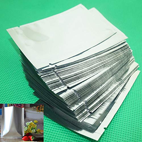 FidgetGear 100 Pack Silver Aluminum Foil Mylar Bags for Food Storage - 20x30cm (8