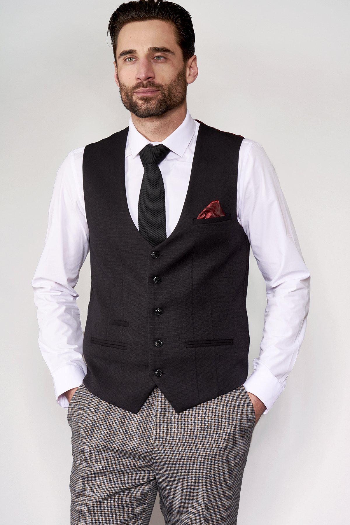 KELLY Women's Black Single Breasted Waistcoat Vest - Slim Fit Formal Wear for Office, Wedding & Business Attire
