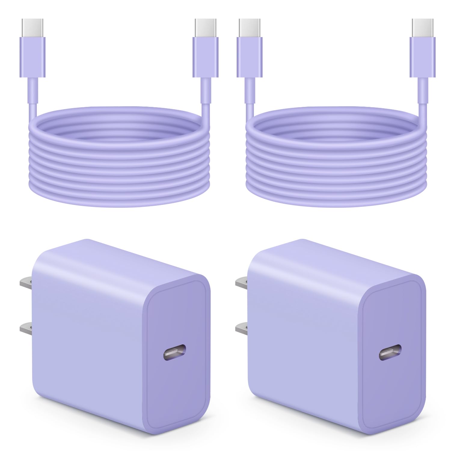 20W Fast Charger Block 2-Pack with 6Ft USB-C Cable - Compatible with iPhone 16/16 Pro/16 Pro Max/16e, iPhone 15, iPad Pro, Air 5/4 & 10th Gen - Quick Charging for Home, Office & Travel (Purple)
