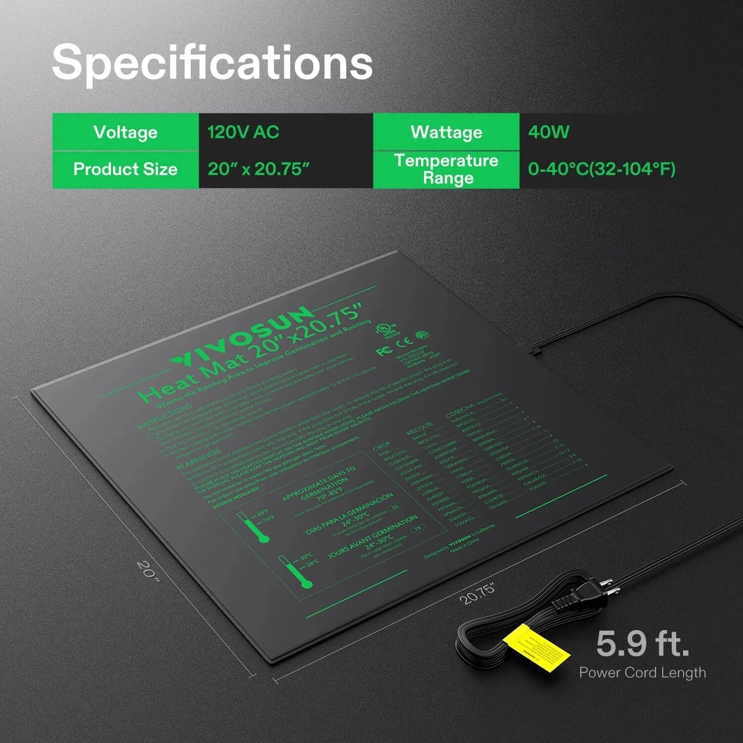 VIVOSUN 20x20.75 Inch Digital Thermostat & Seedling Heat Mat Kit for Indoor Gardening - Perfect for Seed Starting, Plant Propagation, and Greenhouse Use