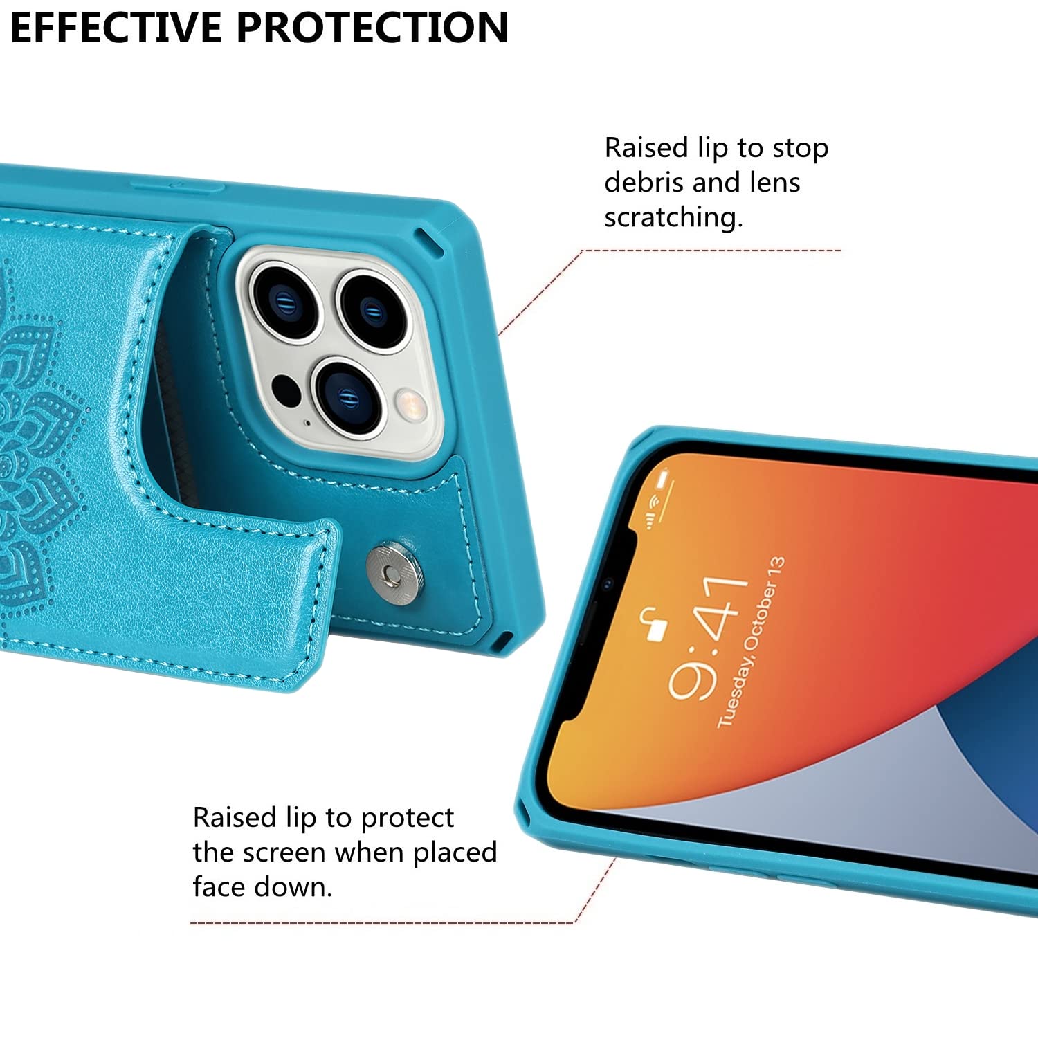 RFID Blocking PU Leather Wallet Phone Case for iPhone 13 Pro Max (6.7