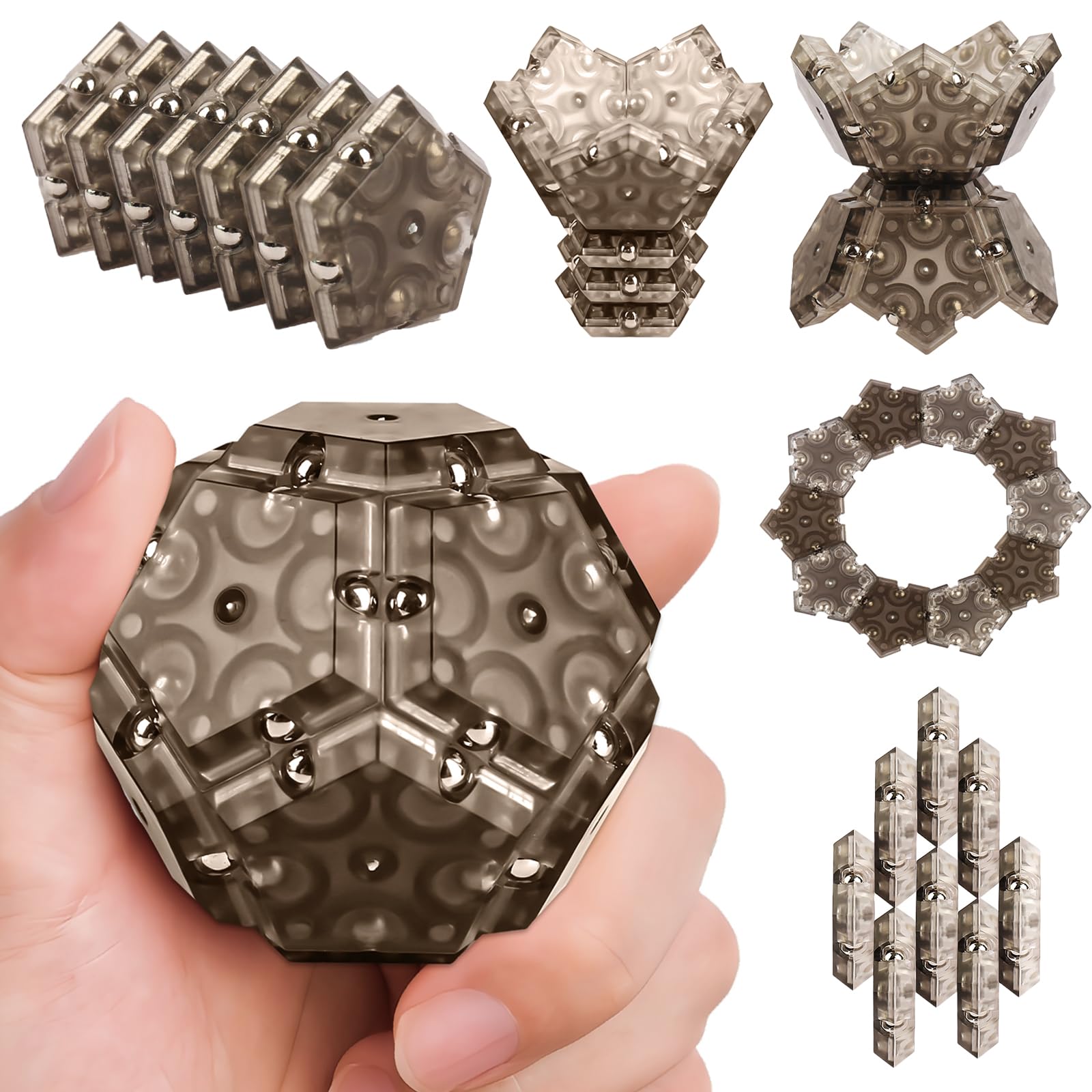 **Stress Relief Fidget Toys for Adults & Kids - Black Sensory Toys for Anxiety, ADHD, Focus - Stocking Stuffers for Teens, Office Desk Toys, Quiet Travel Gifts for Boys & Girls**    *(Use for stress relief, classroom focus, travel entertainment, or office relaxation)*