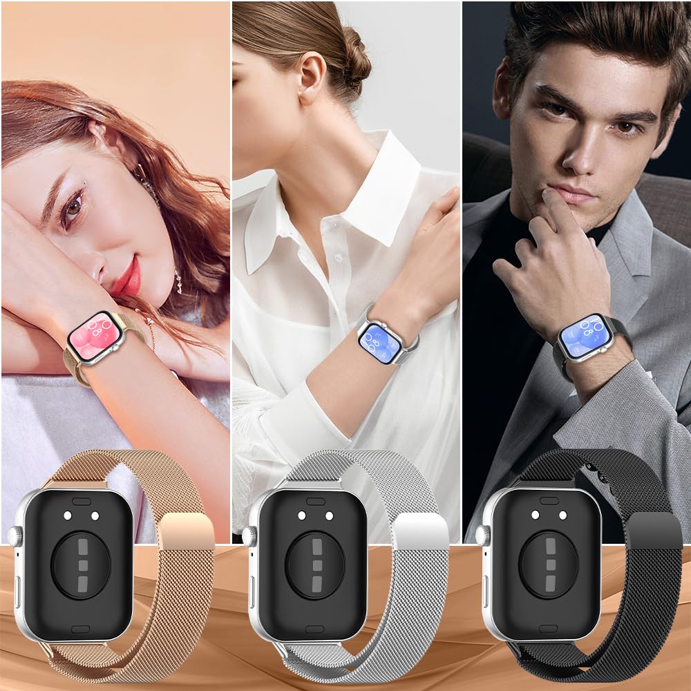 Huawei Watch Fit 3 Metal Strap - Magnetic Mesh Stainless Steel Band for Men & Women | Workout & Office Wear