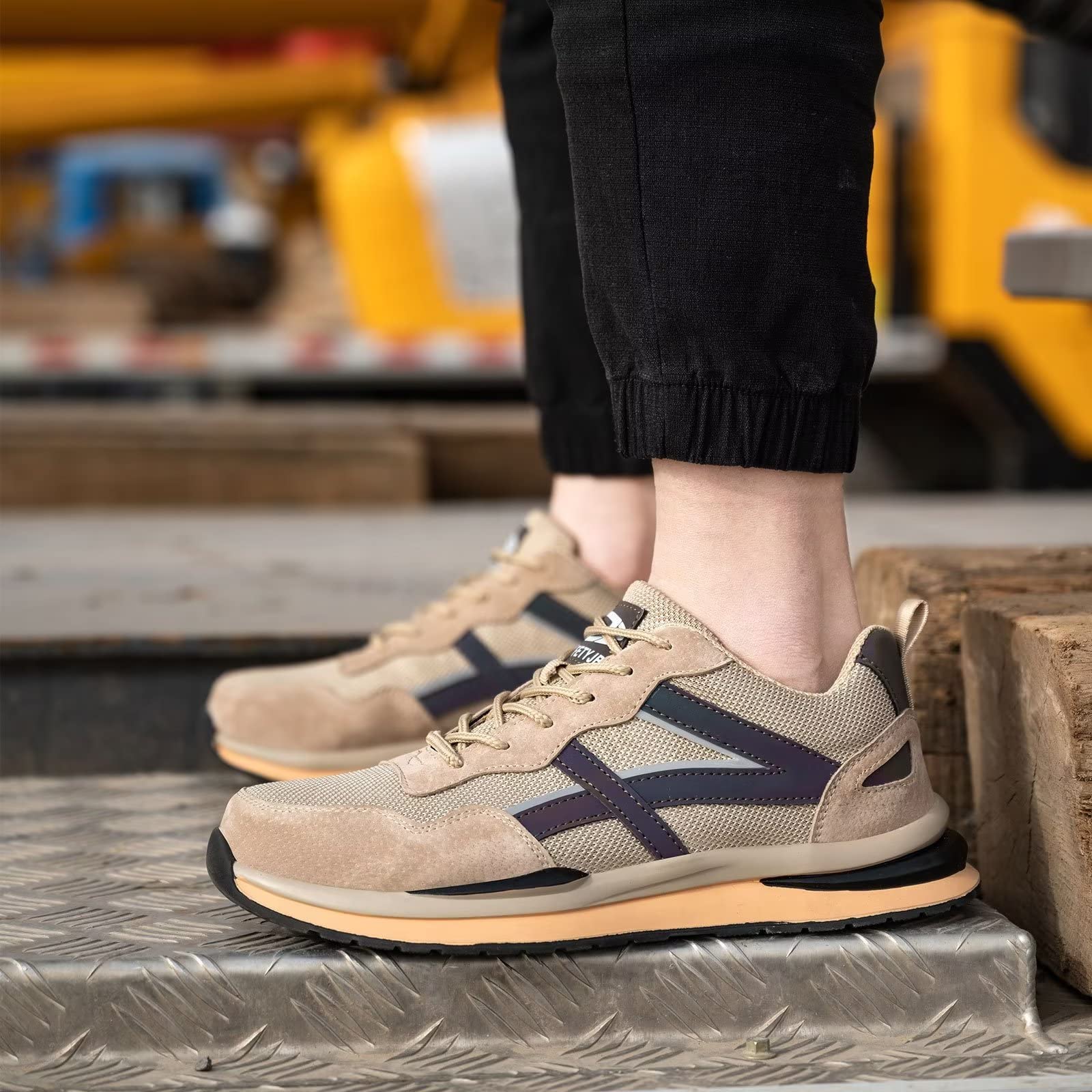 Men's Steel Toe Work Shoes - Lightweight & Breathable Safety Sneakers for Construction & Industrial Work