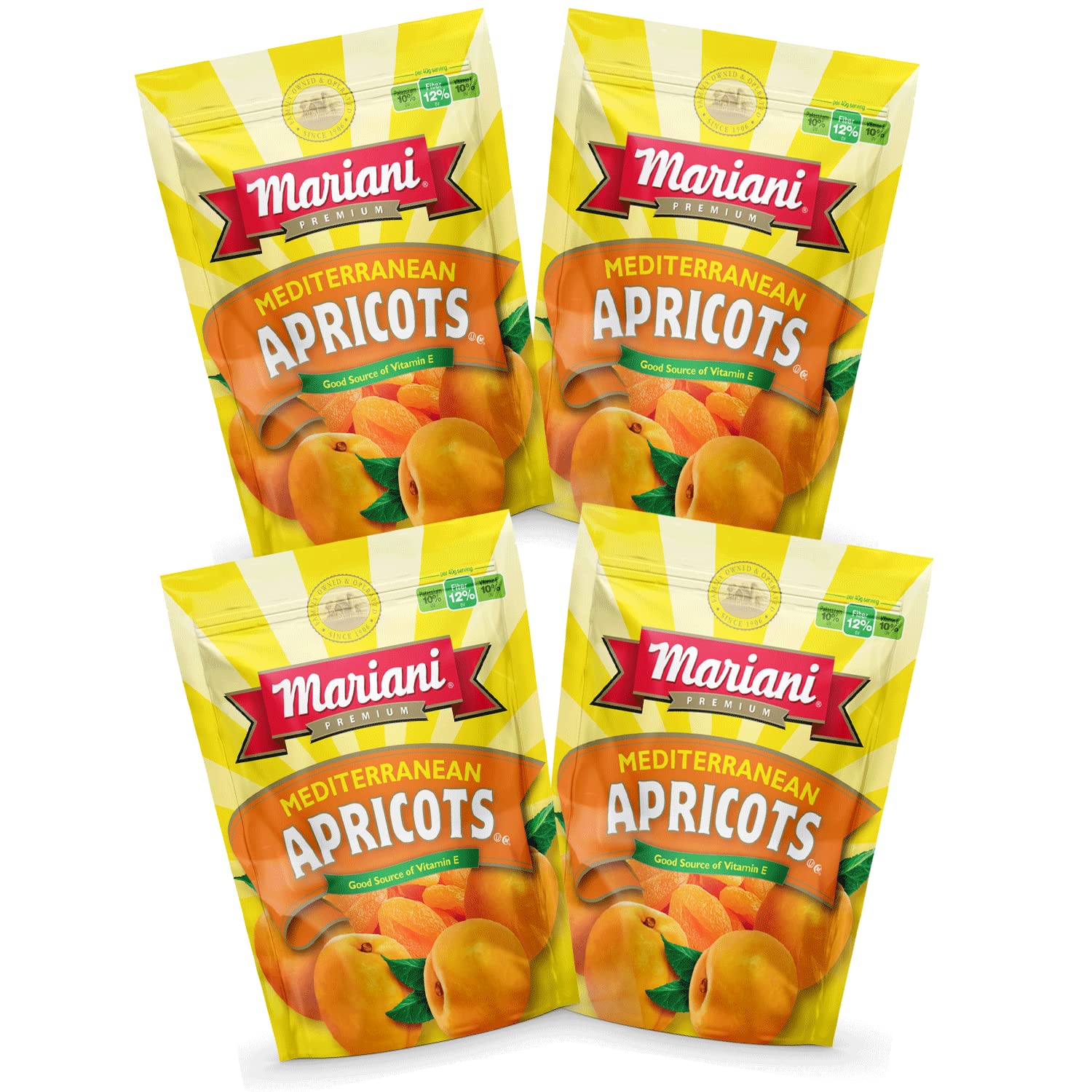 Organic Dried Mediterranean Apricots | 6oz Resealable Bag (Pack of 4) | Gluten-Free, No Sugar Added | Healthy Snack for Hiking, Baking & Kids Lunch Boxes