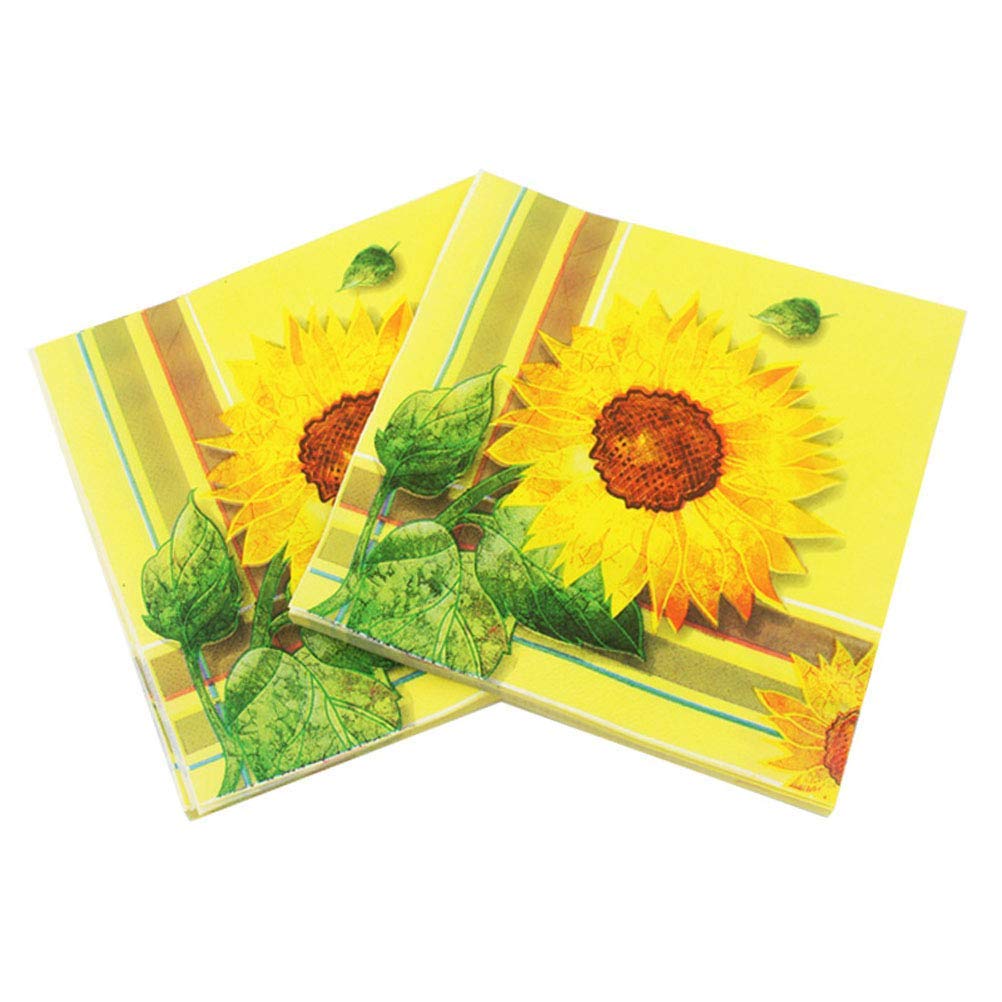 100pcs Sunflower Printed Disposable Party Napkins - Bulk Paper Napkins for Wedding, Birthday, Dinner Party Decorations & Favors - Perfect for Summer BBQs, Baby Showers and Outdoor Events