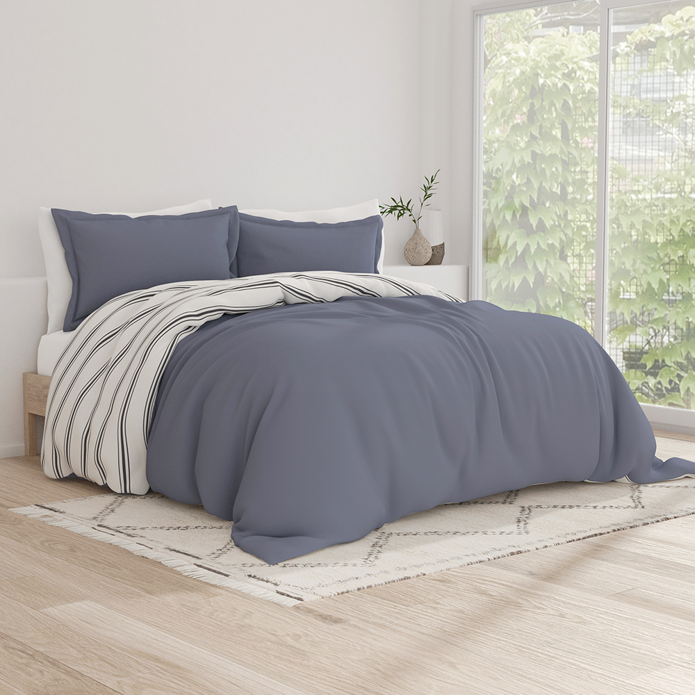 Reversible 3-Piece Duvet Cover Set with Desert Stripe Pattern - King/Queen Size, Soft & Breathable Bedding - Perfect for Boho, Farmhouse, or Modern Bedroom Decor
