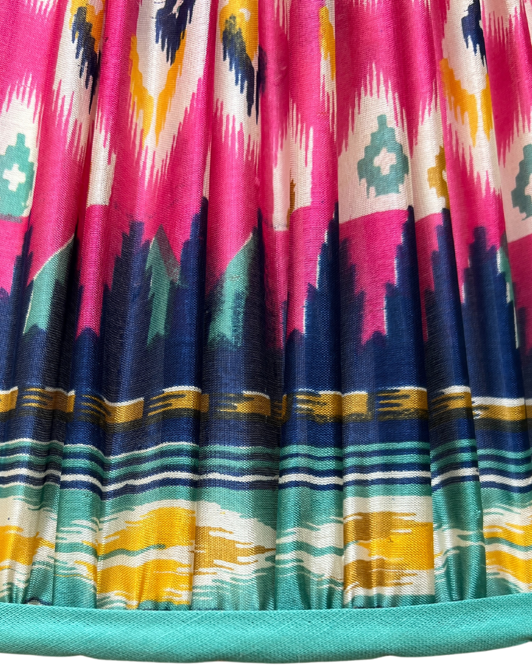 41cm Pink, Blue, Gold & Green Silk Sari Lampshade - Elegant Home Decor for Living Room, Bedroom & Boho Style Interior Design
