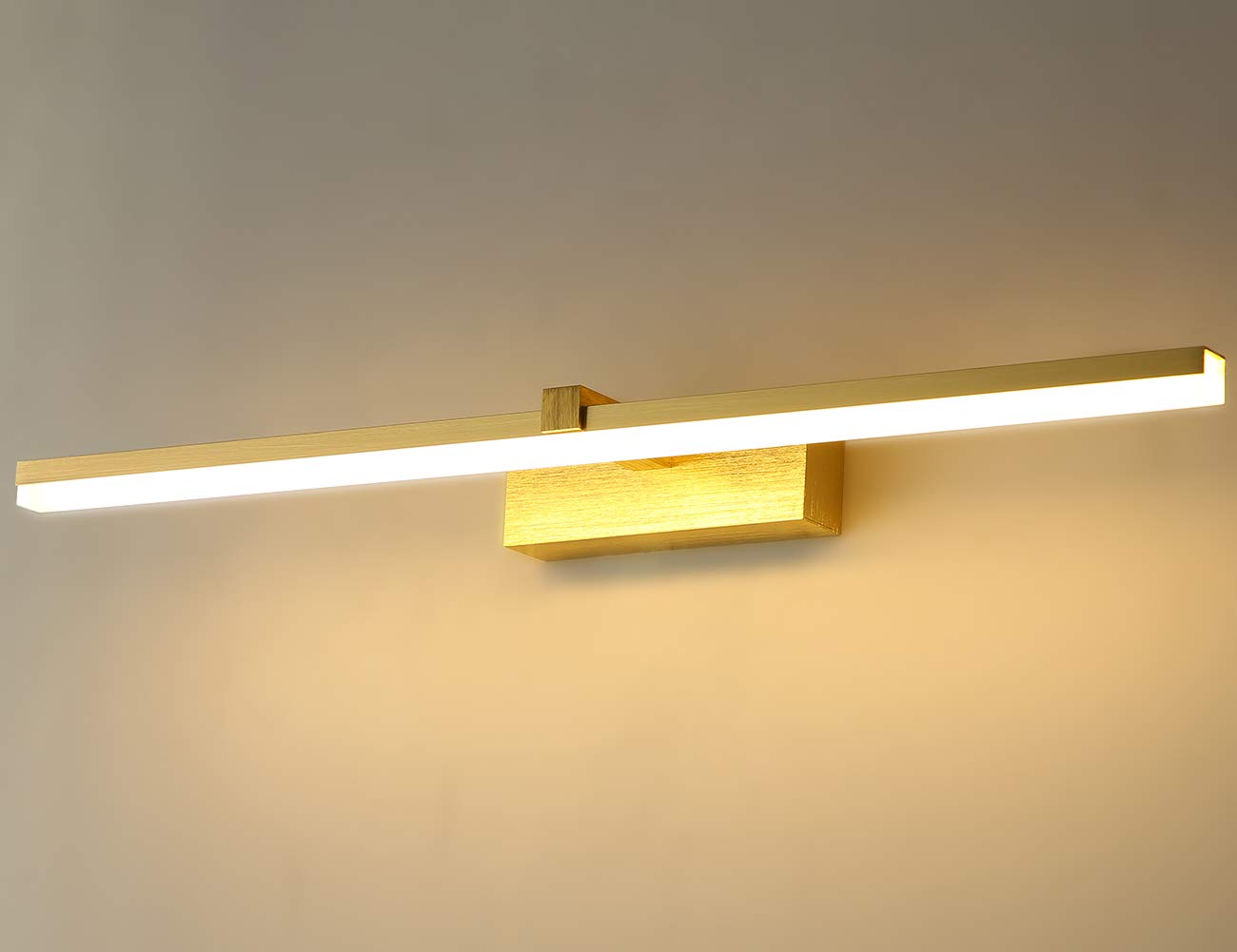 Modern Bath Vanity Light - 8W LED Aluminum Bathroom Wall Sconce with Brushed Brass Finish & 3-Color Light Source - Perfect for Bathroom, Powder Room, and Dressing Area Lighting