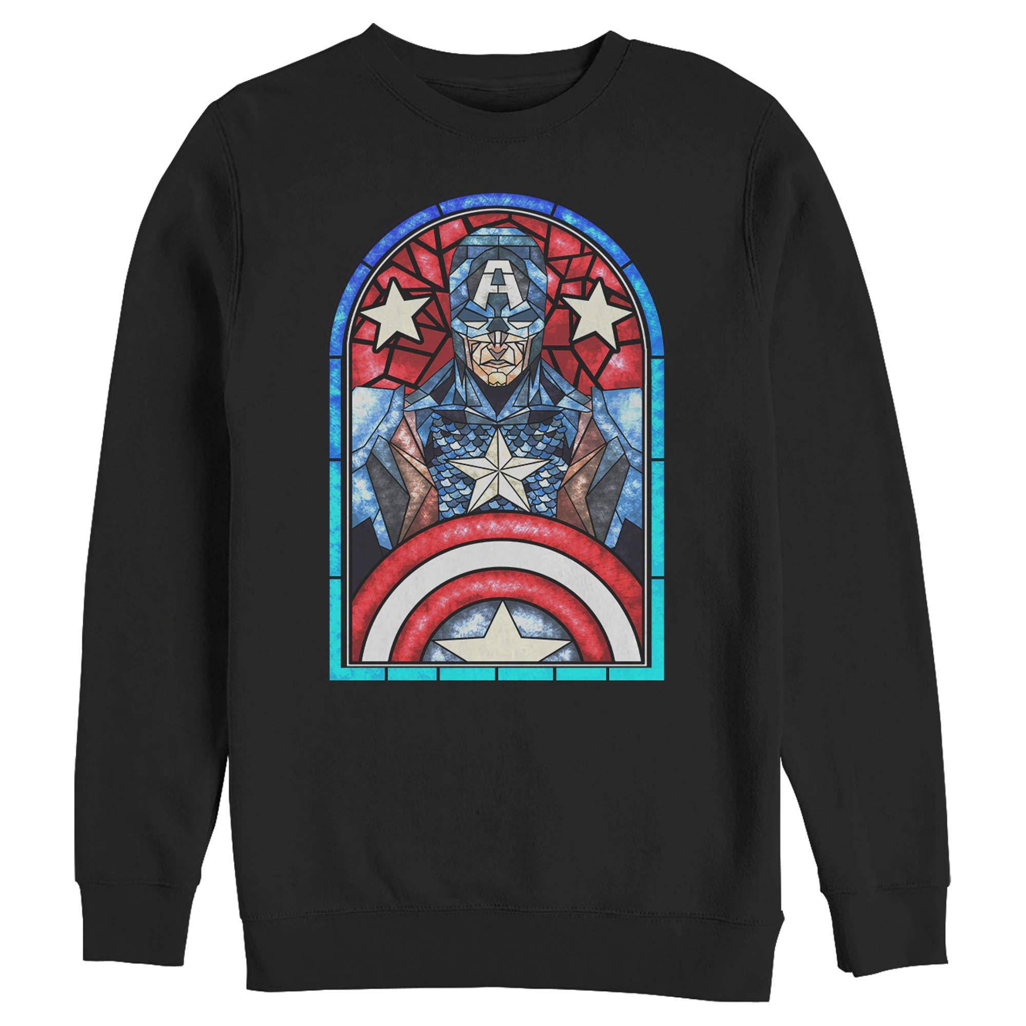 Marvel Captain America Stained Glass Graphic Hoodie for Men - Superhero Themed Pullover Sweatshirt - Perfect for Cosplay, Comic Con & Casual Wear