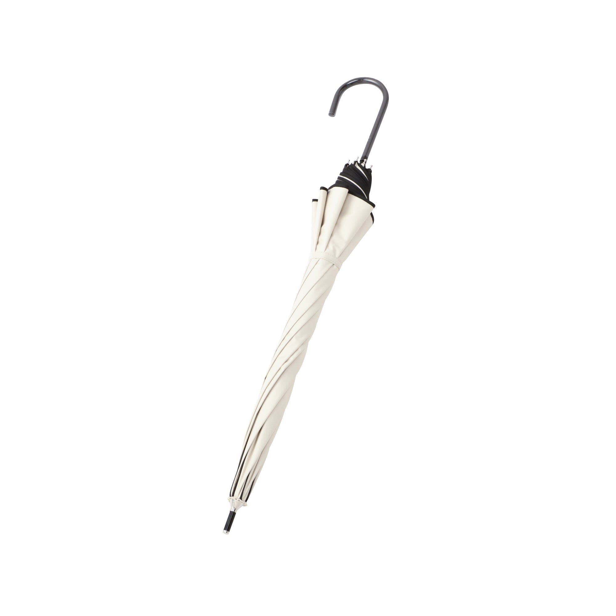 50cm Beige Blackout Piping Long Umbrella - Sun Protection & Rain Shield for Outdoor Activities, Beach, Hiking, and Daily Commute