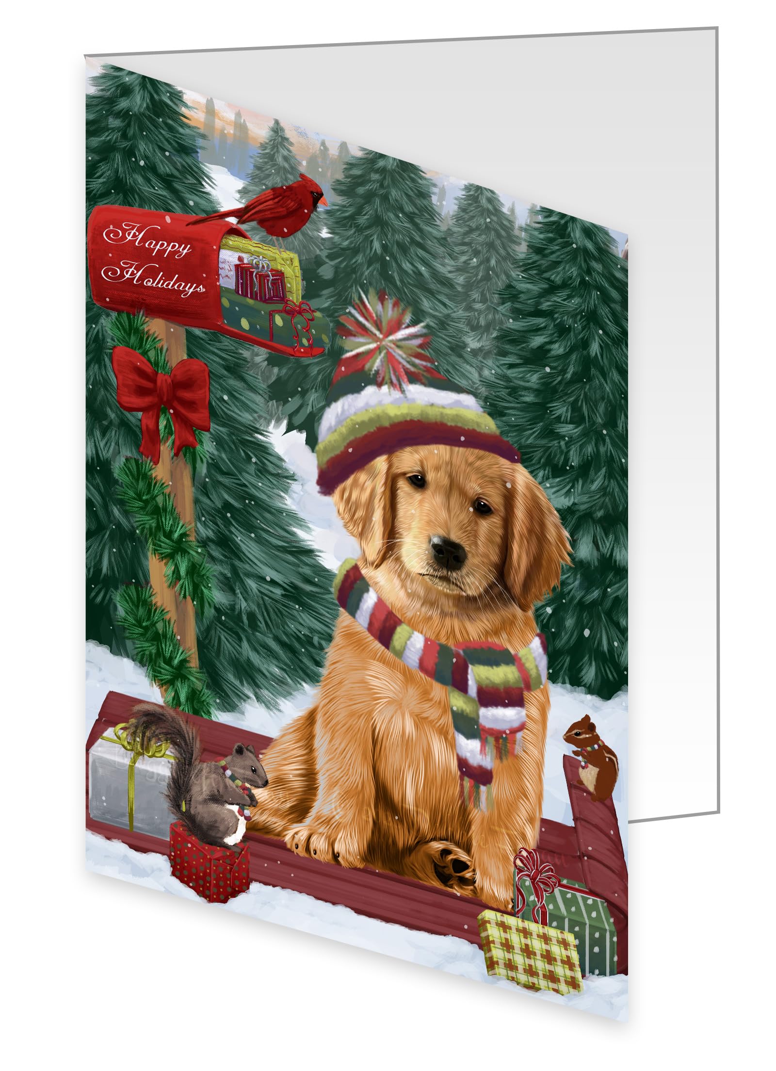 Golden Retriever Christmas Greeting Cards - 50 Blank Inside Pet Themed Note Cards with Envelopes - Custom Dog Holiday Cards for Xmas Gifts, Party Invitations & Thank You Notes