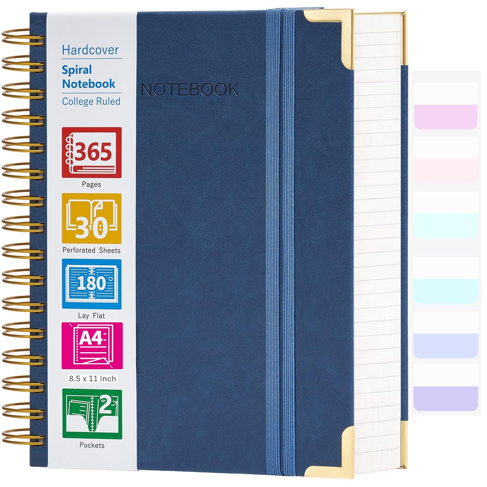 Premium Spiral Notebook - 365 Page Hardcover College Ruled Journal, 8.5