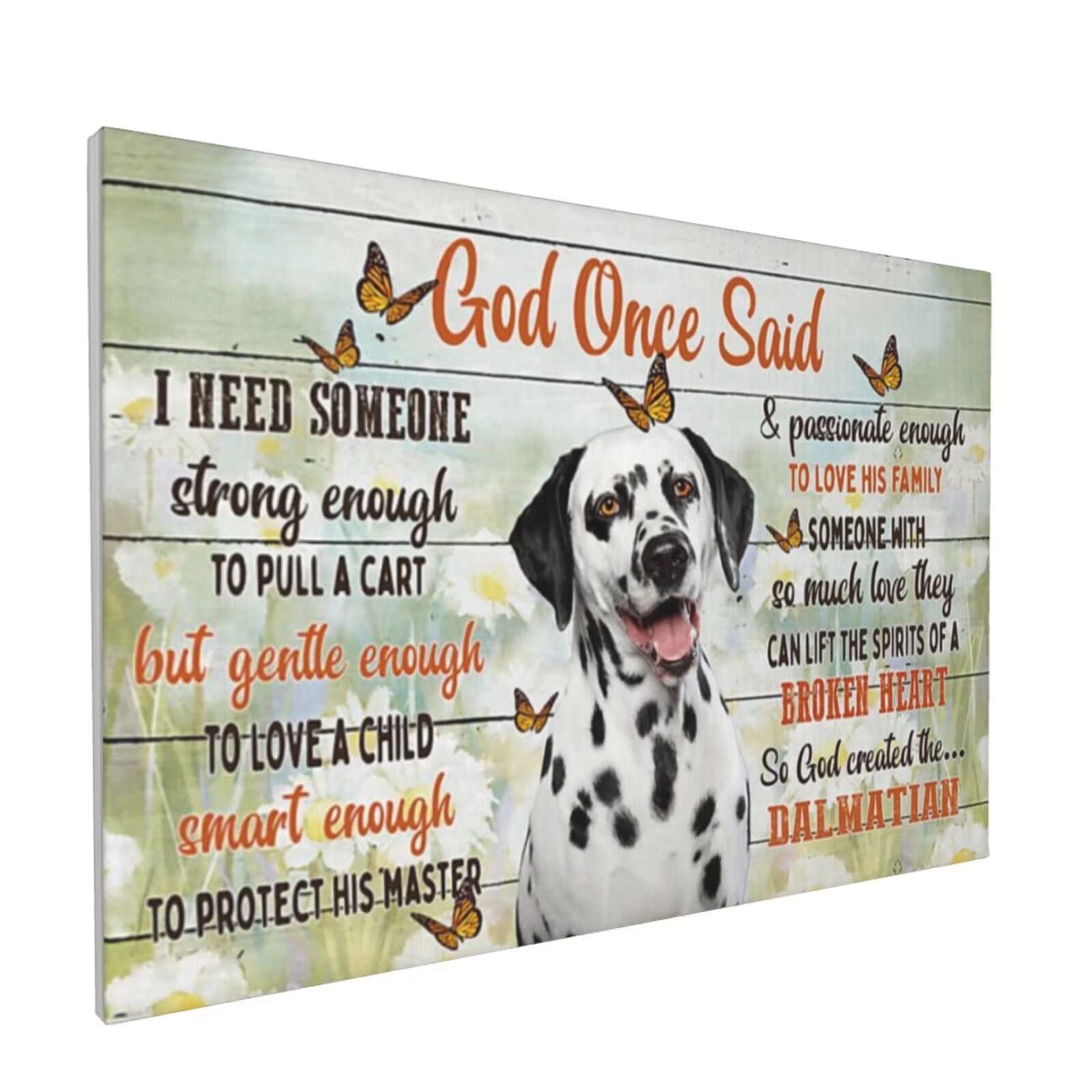 Butterflies and Dalmatians Canvas Wall Art - 16x20 Inch Inspirational Quotes Print, Rustic Vintage Floral Home Decor for Living Room, Bedroom & Office - Ready to Hang Farmhouse Style Wall Decor