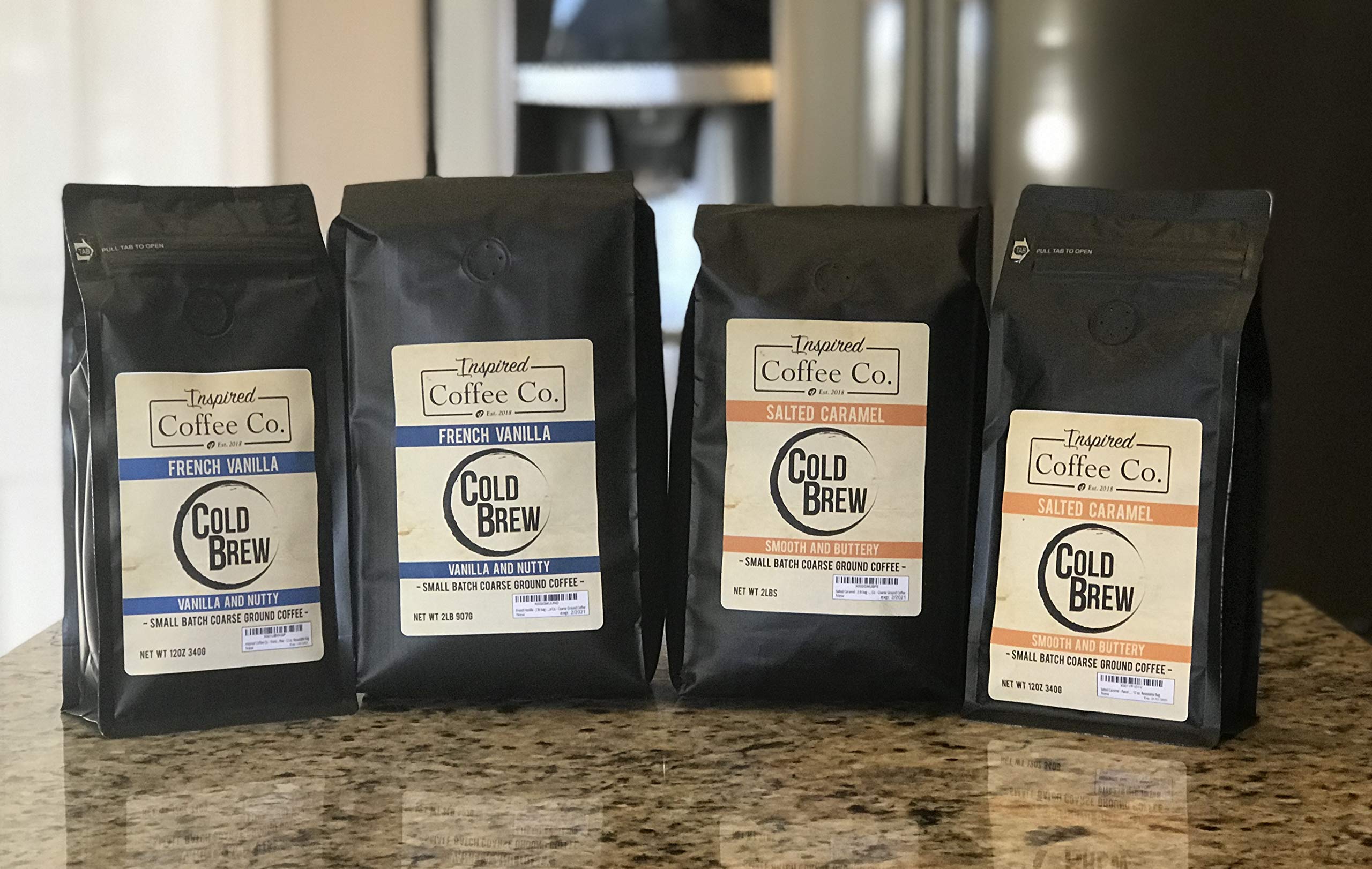 French Vanilla Flavored Cold Brew Coffee Grounds - 2lb Bag by Inspired Coffee Co - Perfect for Iced Coffee, Smoothies & Desserts