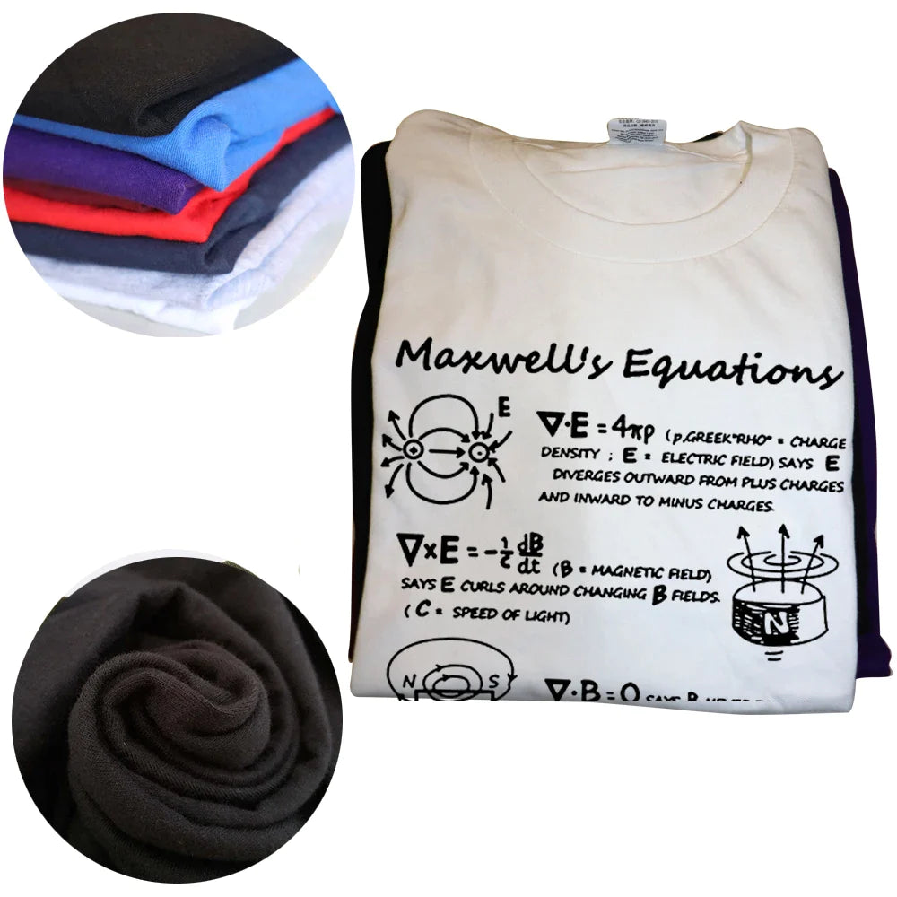Funny Electromagnetic Physics Maxwell Equation Formula T-Shirt - Graphic Cotton Casual Tee for Men, Large Size - Perfect for Science Geeks, Physics Lovers & Nerdy Outfits
