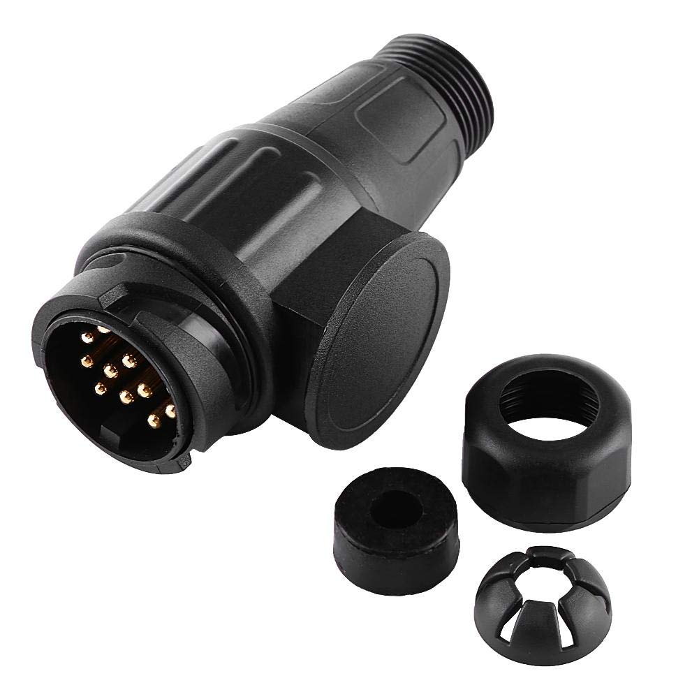 12V 13 Pin Electric Trailer Plug Connector - Heavy Duty Black Plastic Wiring Adapter for Caravans, Trailers & Trucks - Waterproof & Durable for Outdoor Towing & Camping