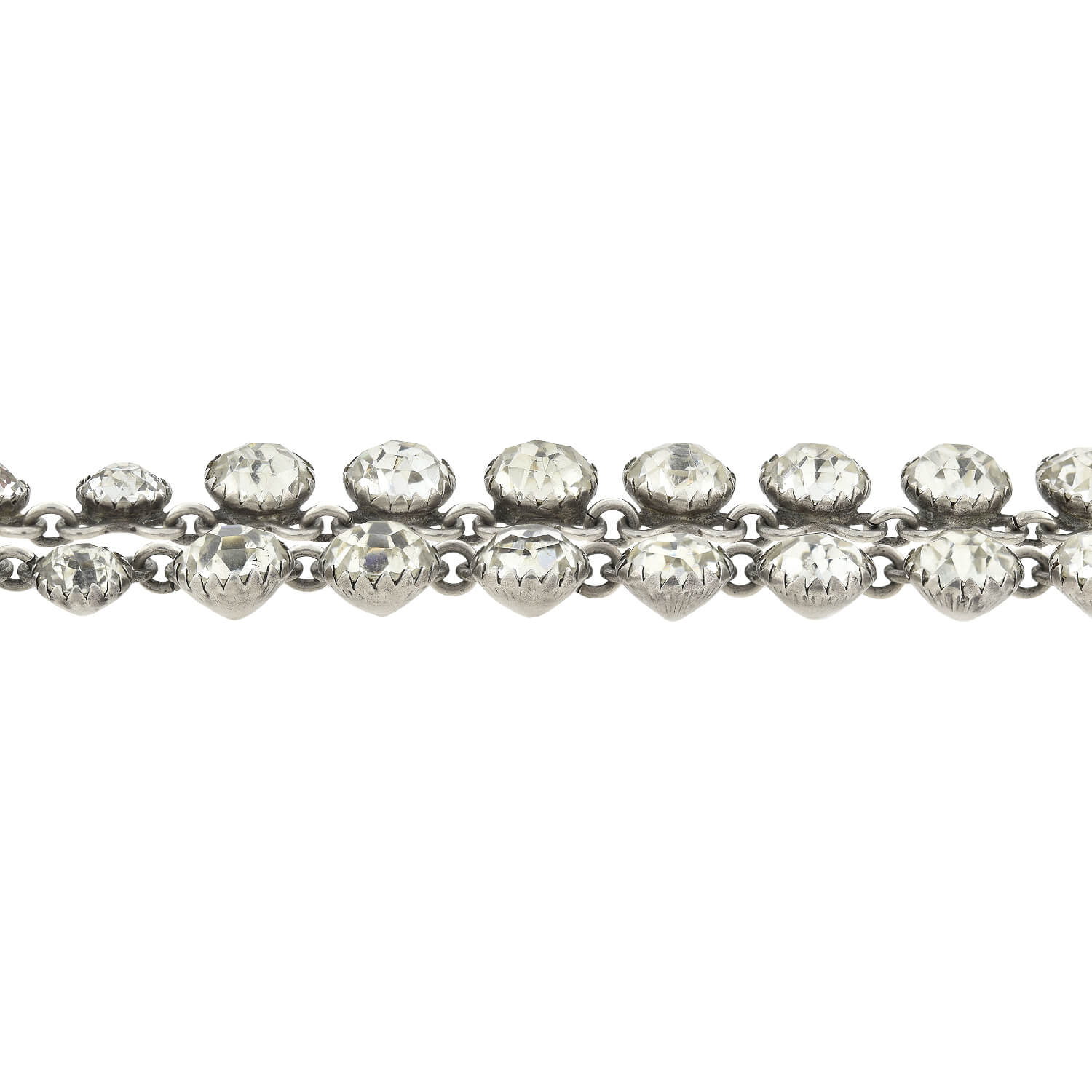 Edwardian Sterling Silver & Paste Drop Riviere Necklace | Vintage Jewelry for Weddings, Parties & Special Occasions