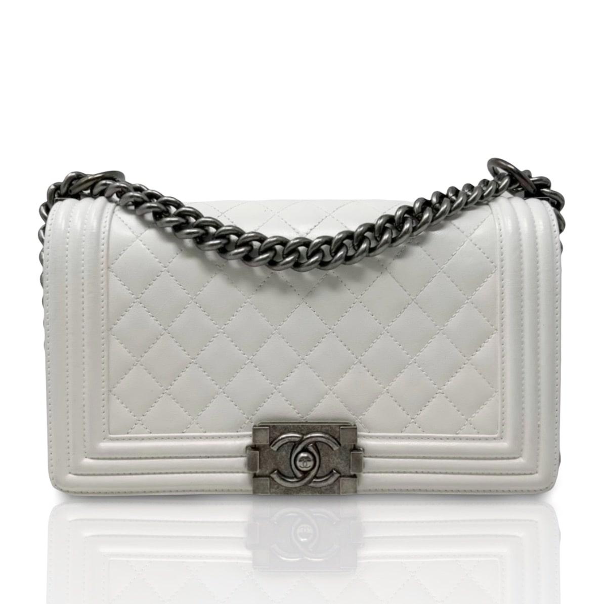 Chanel White Calfskin Medium Classic Flap Bag - Luxury Designer Handbag for Women, Perfect for Work, Evening Events & Special Occasions