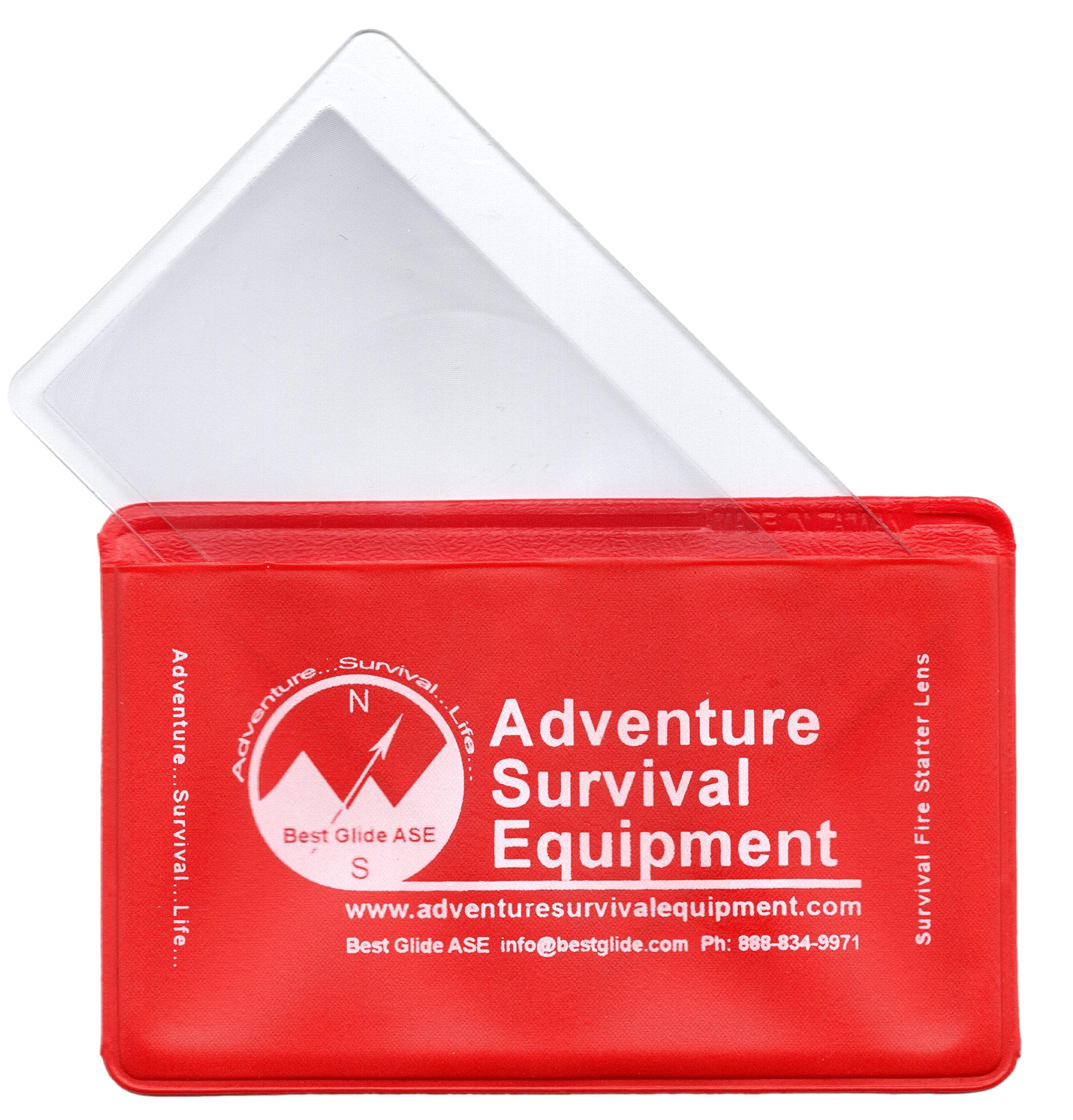 Credit Card Size Fresnel Lens Fire Starter and Magnifier Lenses (3 Pack - Red) - Perfect for Camping, Survival Kits, and Outdoor Adventures