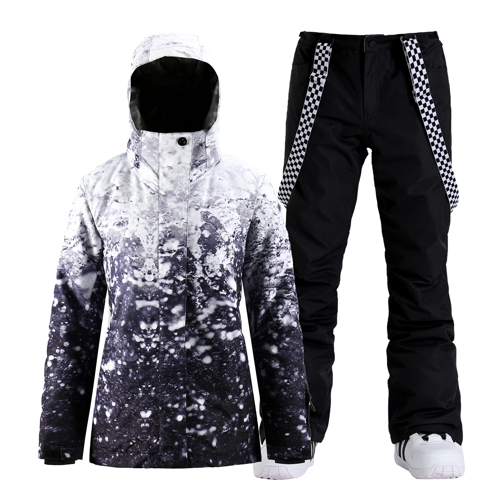 GSOU SNOW Women's Ski Jacket and Pants Set - Waterproof Windproof Insulated Snowsuit with Hood for Skiing & Snowboarding | Warm Winter Outfit for Ski Resorts & Mountain Adventures