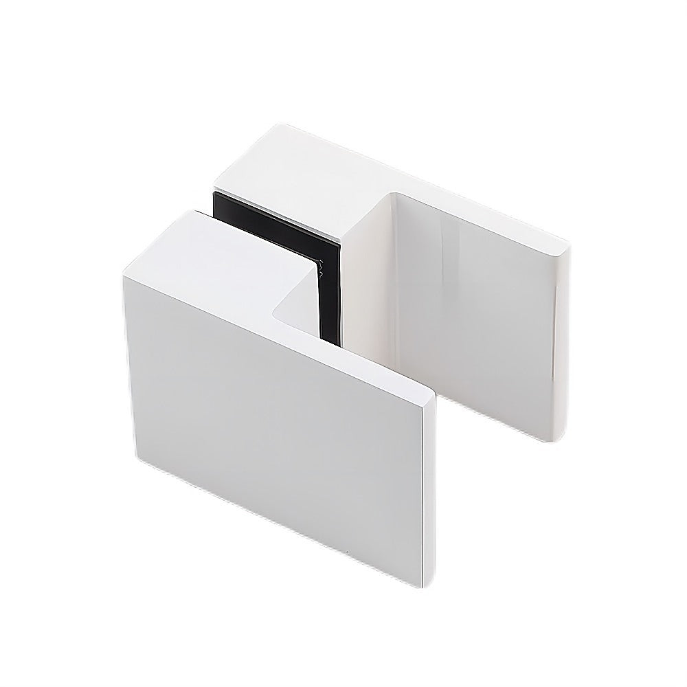 Frameless Shower Screen 100x90cm Corner Glass Enclosure with White Channel & Stainless Steel Hinges, Square Double Pull Handle - Perfect for Modern Bathroom Renovation and Spa-Style Shower Experience