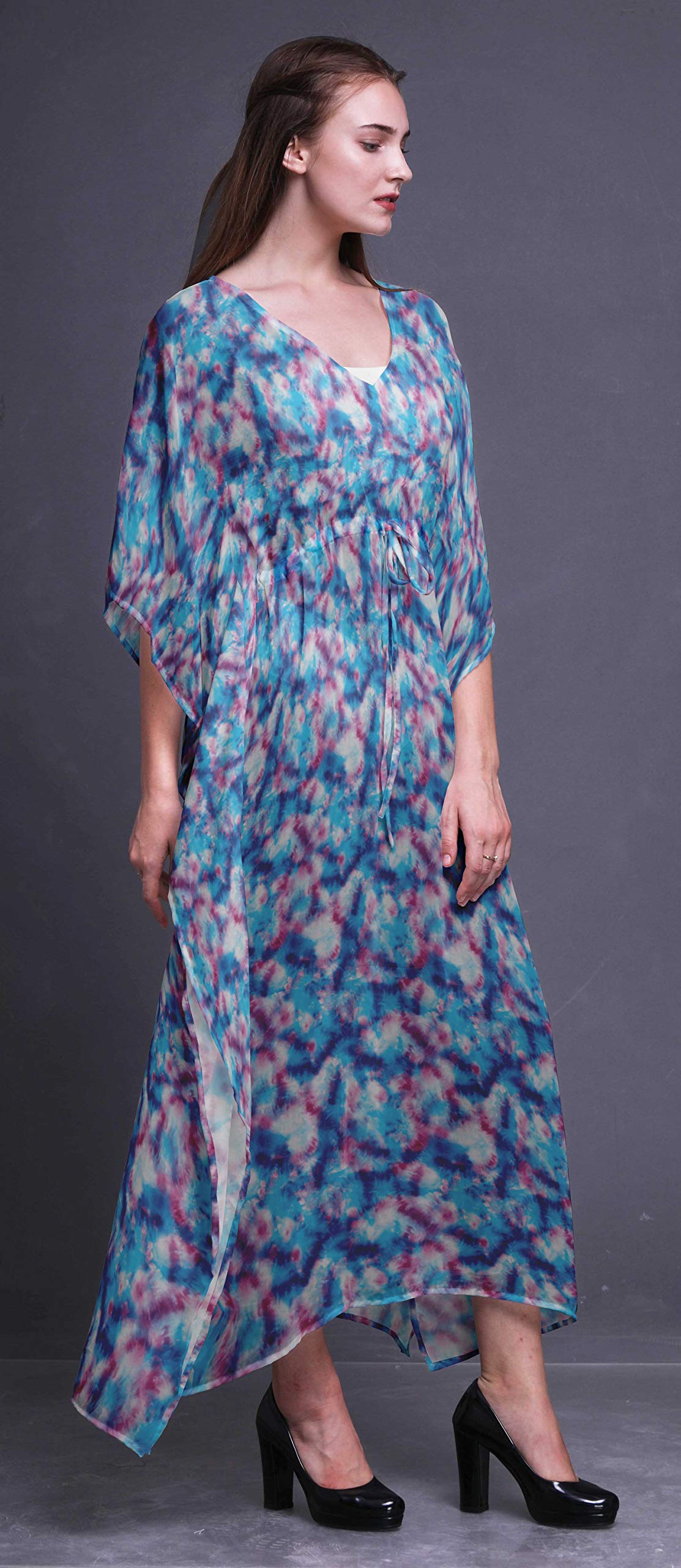 Bimba Beach Kaftan - Women's Flowy Maxi Dress Cover Up, Long Summer Kimono for Pool, Beach Vacation & Boho Outfits