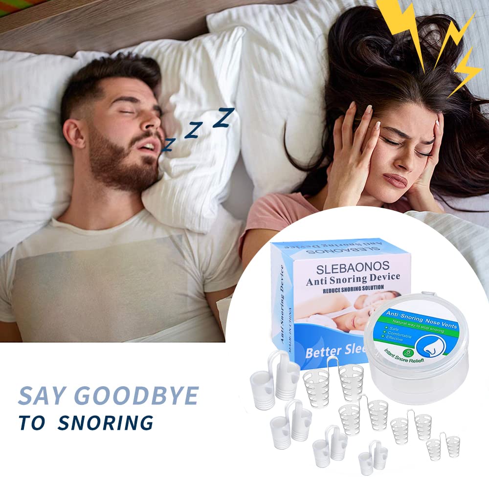 8 Pack Anti-Snoring Nose Vents - Adjustable Nasal Dilators for Better Breathing Relief, Includes Travel Case - Perfect for Sleep, Travel & Sports Activities