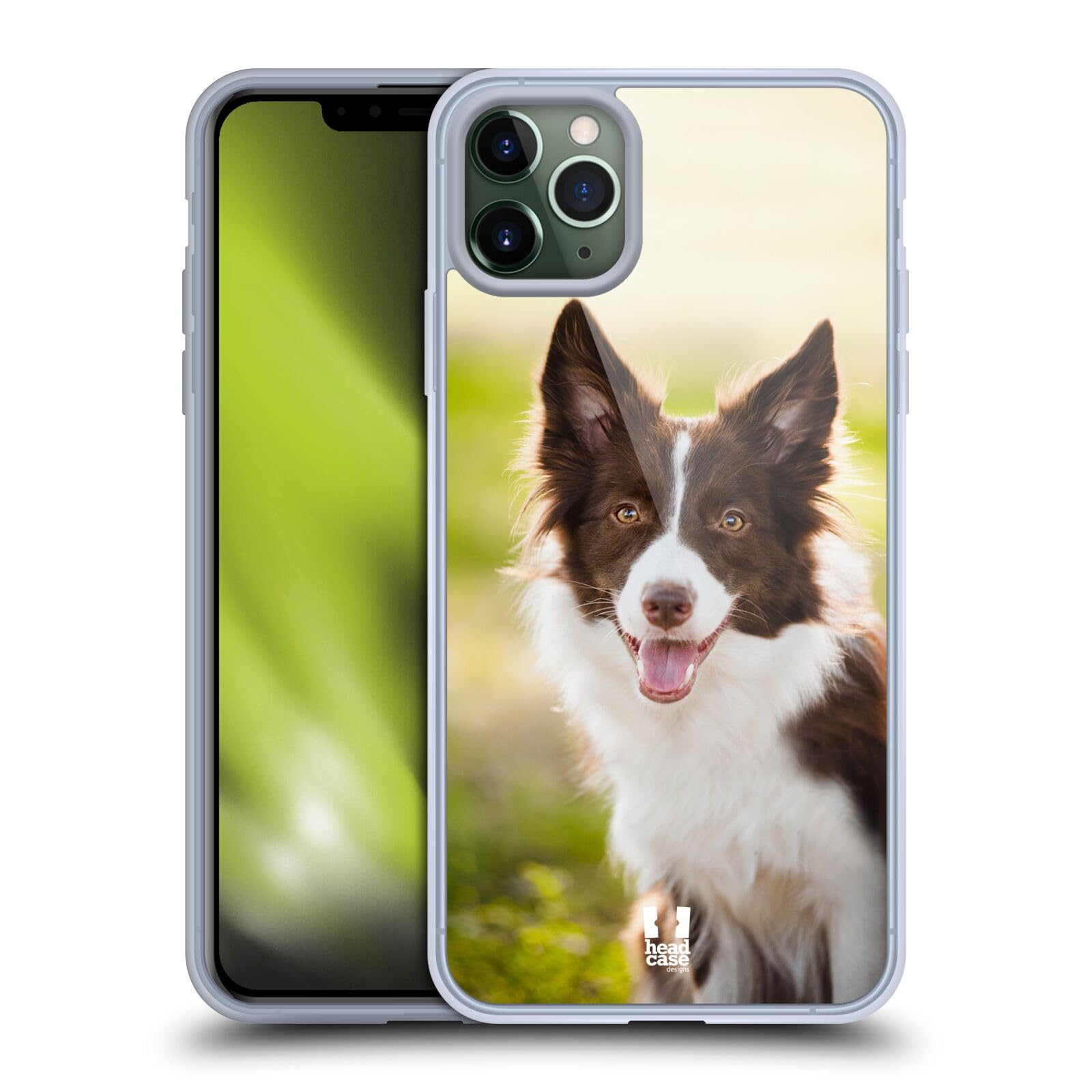 Brown Border Collie in Summer Soft Gel Phone Case - Compatible with Apple iPhone 11 Pro Max | Cute Dog Breed Design | Perfect for Dog Lovers & Outdoor Summer Activities