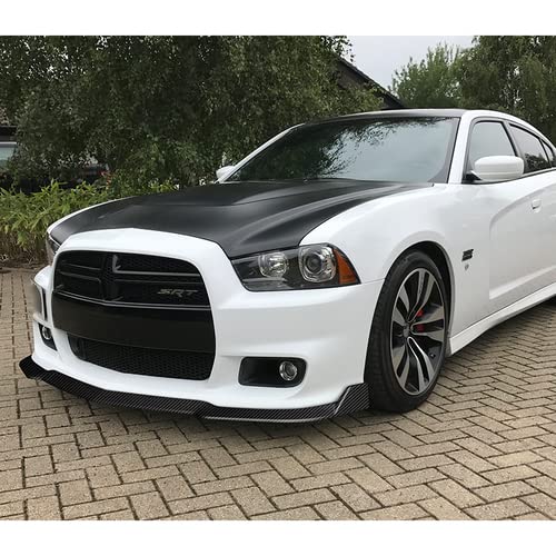 3-Piece Real Carbon Fiber Front Bumper Lip Spoiler & Side Skirt Kit for 2011-2014 Dodge Charger SRT - Aggressive Styling & Protection - Perfect for Car Shows & Street Racing