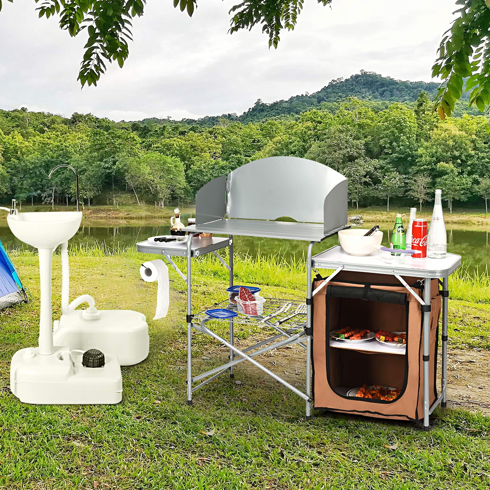 Goplus Portable Camping Kitchen Table - 26