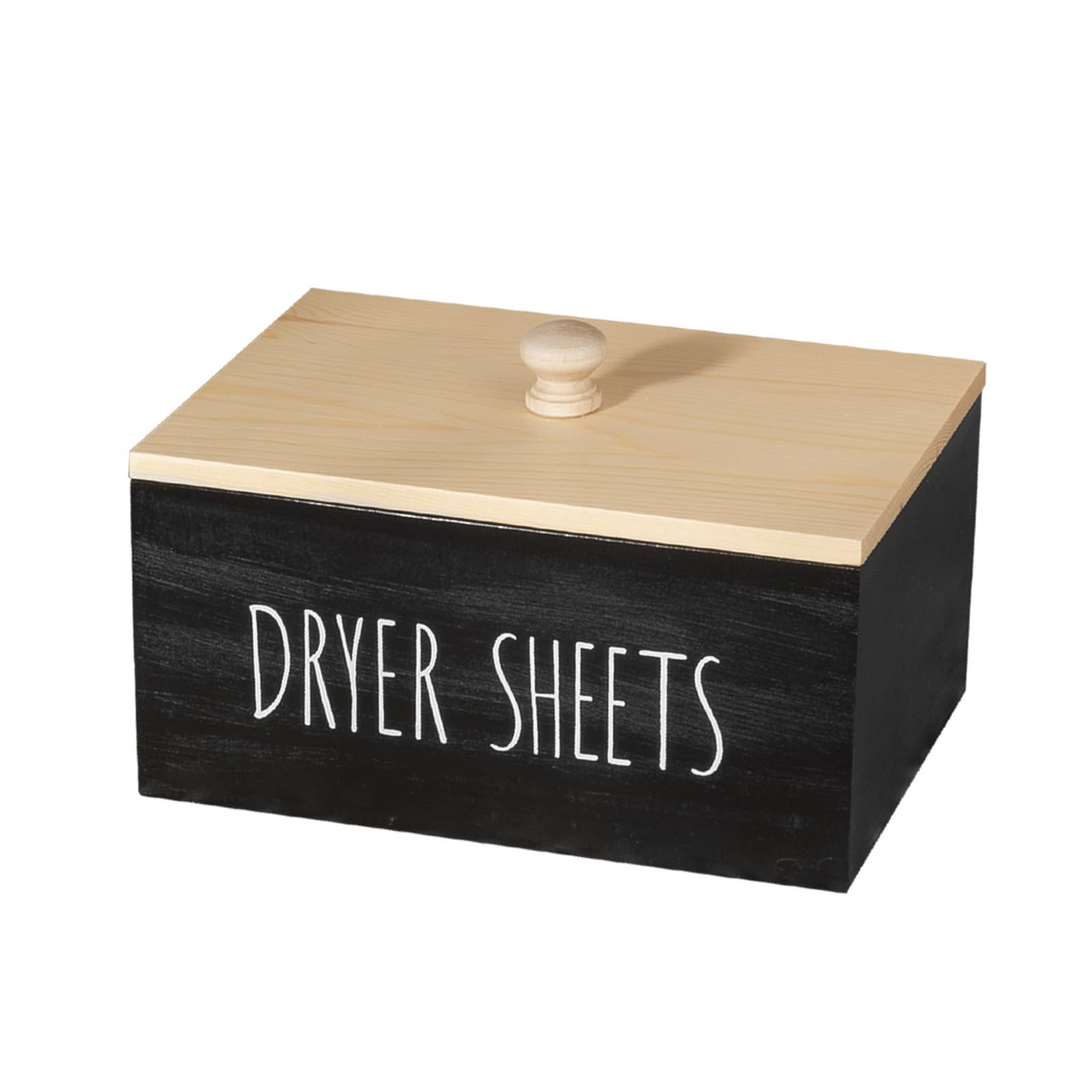 Zoocatia Wooden Laundry Room Organizer - Detergent Dispenser & Dryer Sheet Holder with Lid for Dryer Balls, Pods, and Supplies | Black Storage Box for Closet, Laundry Area, and Home Organization