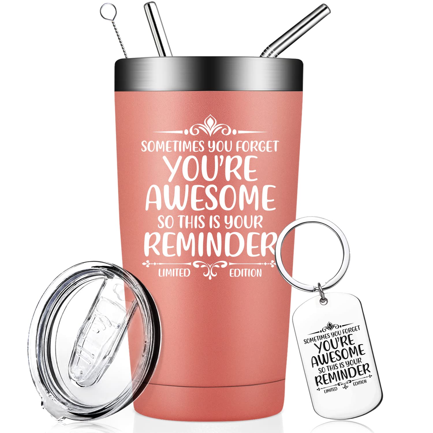Fufandi 20oz Rose Gold Tumbler - Insulated Cup for Women, Best Gifts for Her - Perfect for Birthday, Thank You & Coworker Gifts