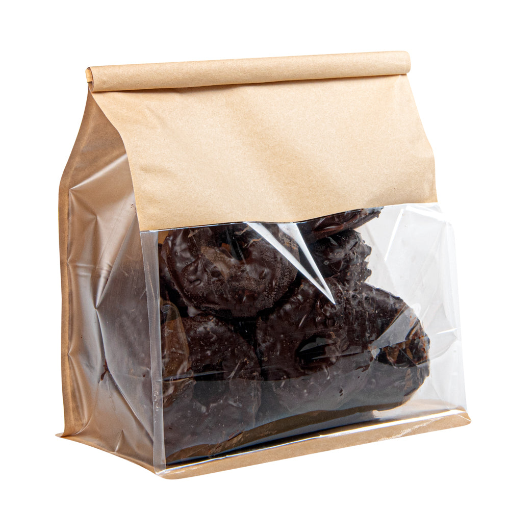 Premium Kraft Cotton Paper Tin Tie Bags with Clear Window - 8.75