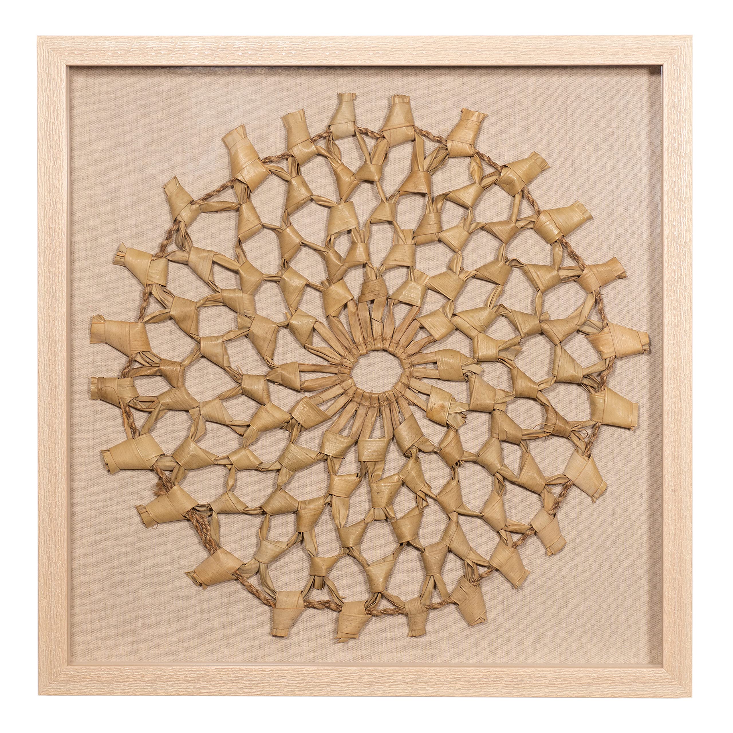 Handmade Huji Palm Weaving Art Shadow Box - Natural Fiber Wall Decor for Boho Home & Office - Perfect for Living Room, Bedroom, or Gift Giving