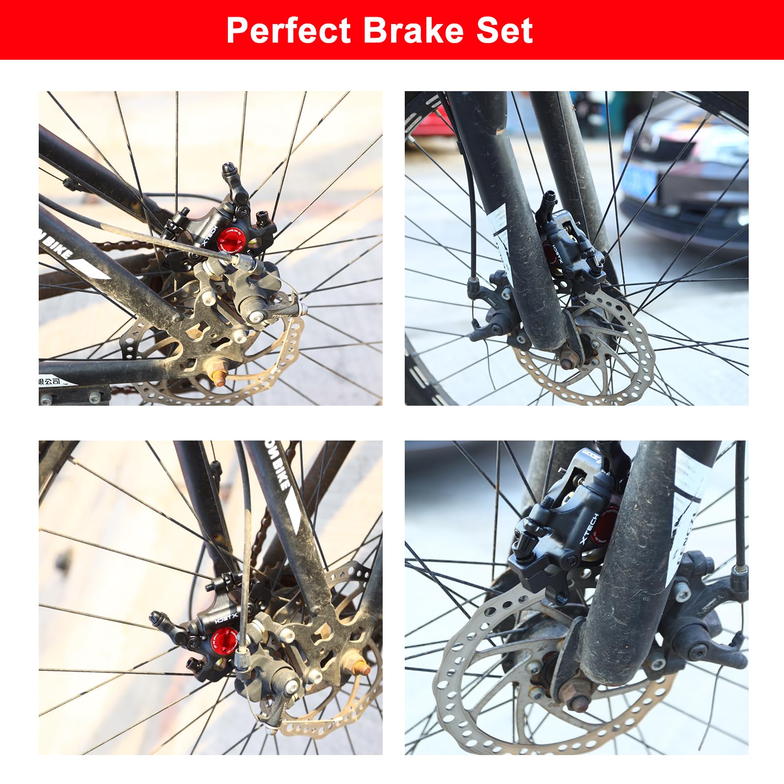 Premium MTB Hydraulic Disc Brake Set - Front & Rear Zoom Hydraulic Brake Kit with Aluminum Alloy Levers & PM Adapter for XC & Road Bikes | Perfect for Mountain Trail Riding & Urban Commuting