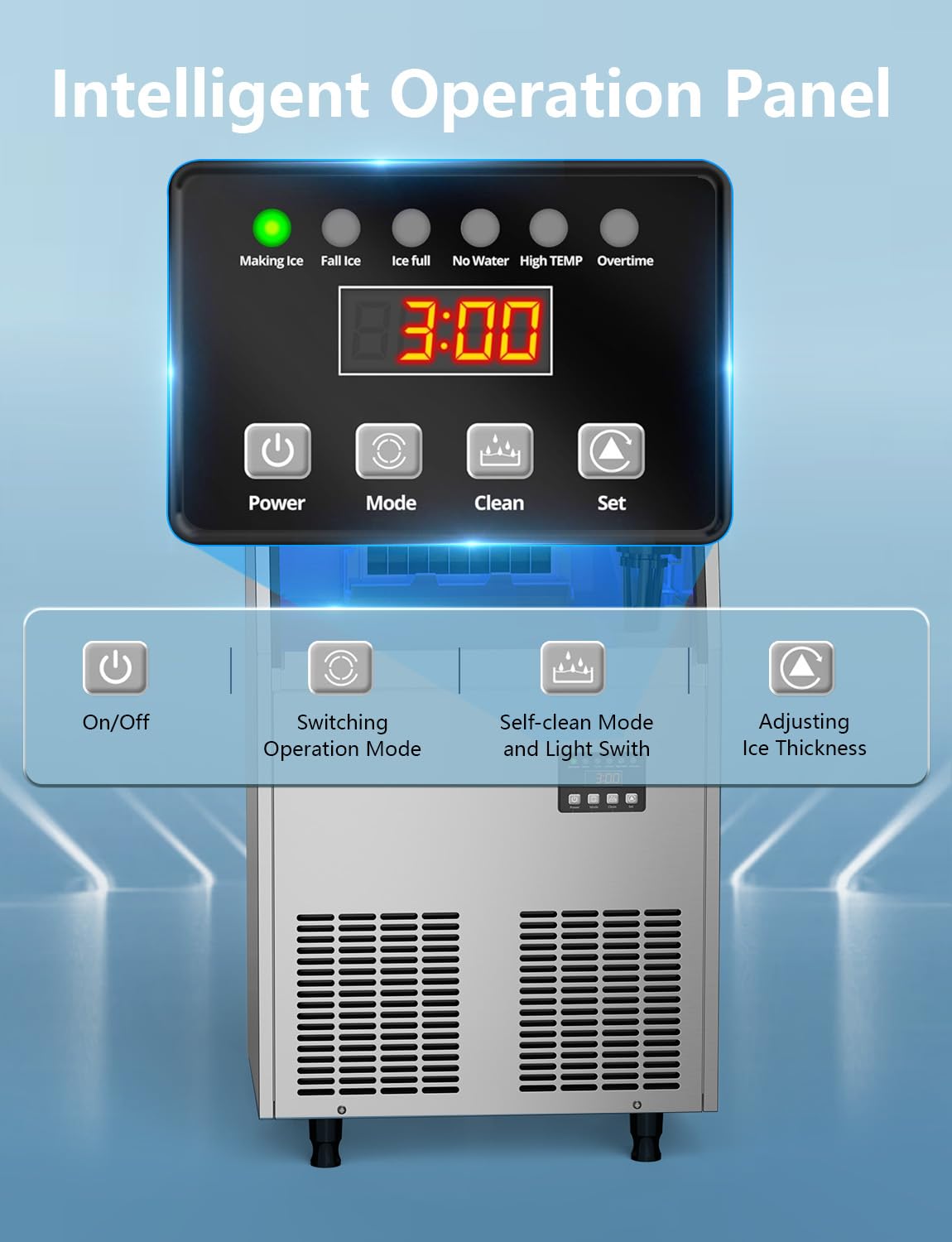 Coolski 200LBS/24H Commercial Under Counter Ice Maker with 35LBS Storage - Stainless Steel Freestanding Ice Machine for Restaurants, Bars, Offices & Home Use | Perfect for Parties, Outdoor Events & Daily Hospitality Needs