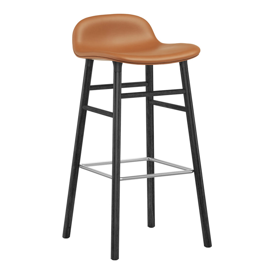 Modern Form Bar Stool with Wooden Legs & Upholstered Seat - Perfect for Kitchen Islands, Home Bars & Dining Counter Height Tables