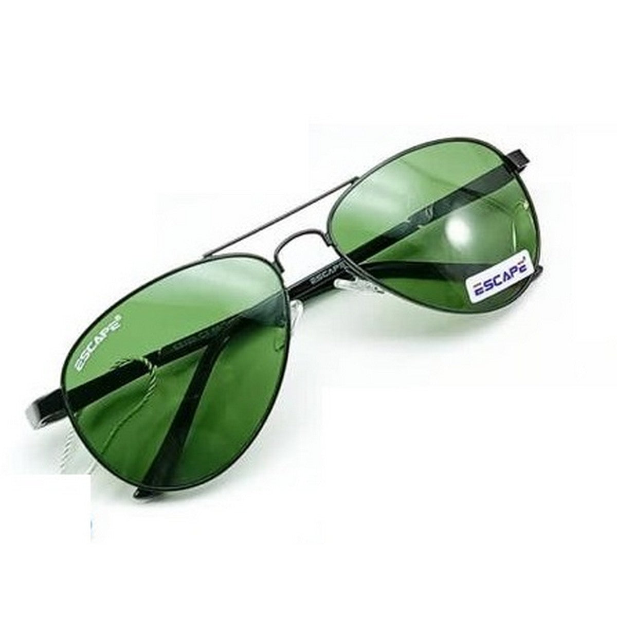 Stylish Black Sunglasses with Green Glass Lenses - UV Protection & Polarized for Outdoor Activities, Driving, and Beach Vacations