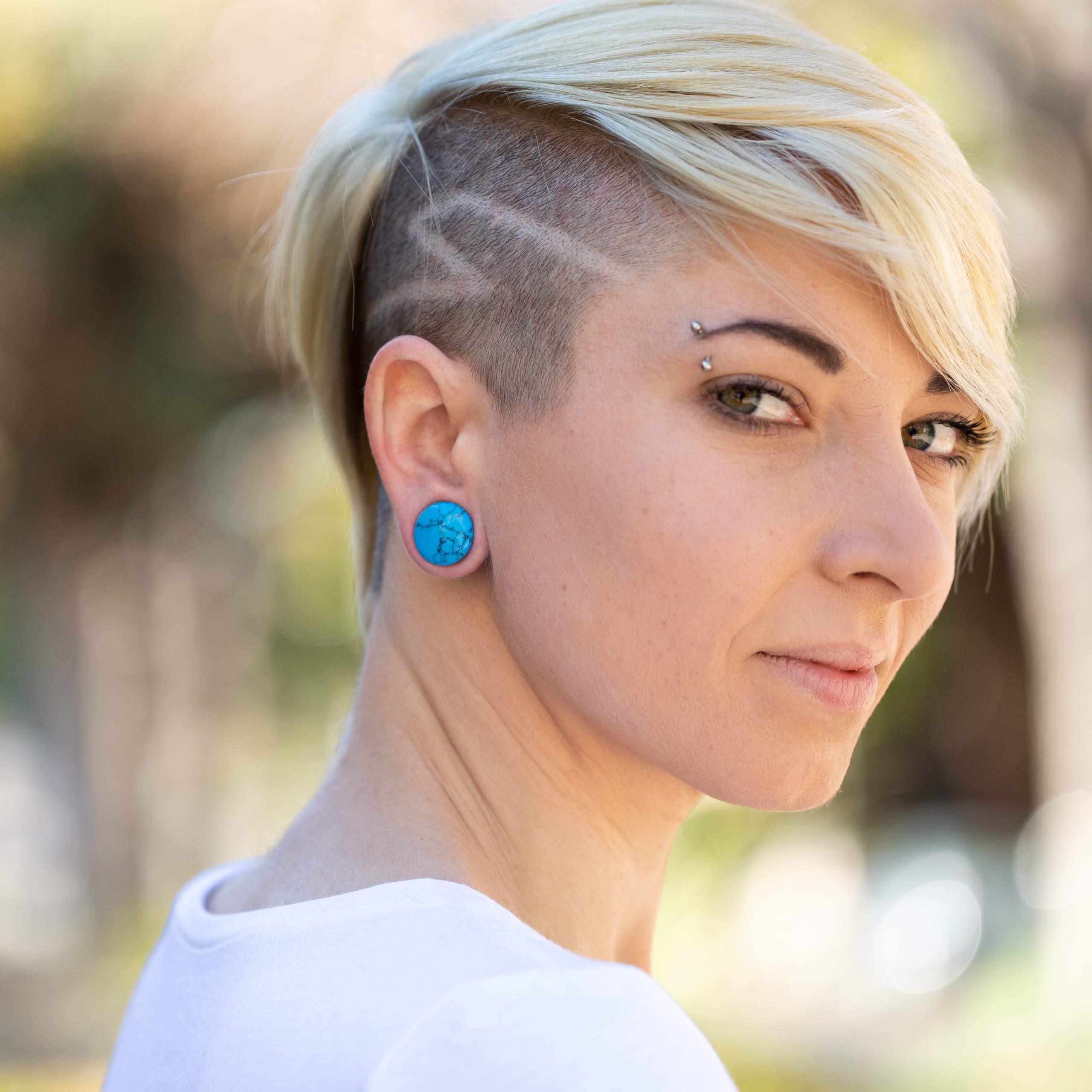 Crystal Stone Plugs | Double Flared Saddle Gauges for Ear Stretching | Amethyst & Turquoise Designs | Unique, Balancing Jewelry for Everyday Wear & Special Occasions